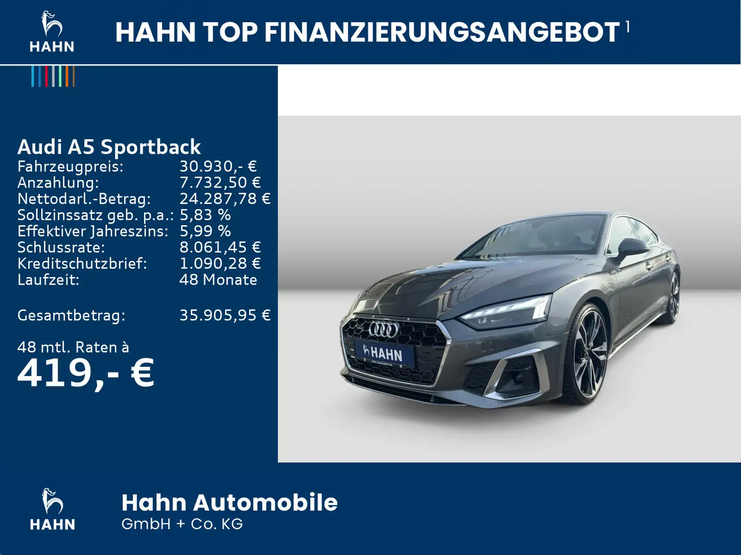 Audi A5 45TDI S line qu S-trc Cam Navi Temp Grau - 2