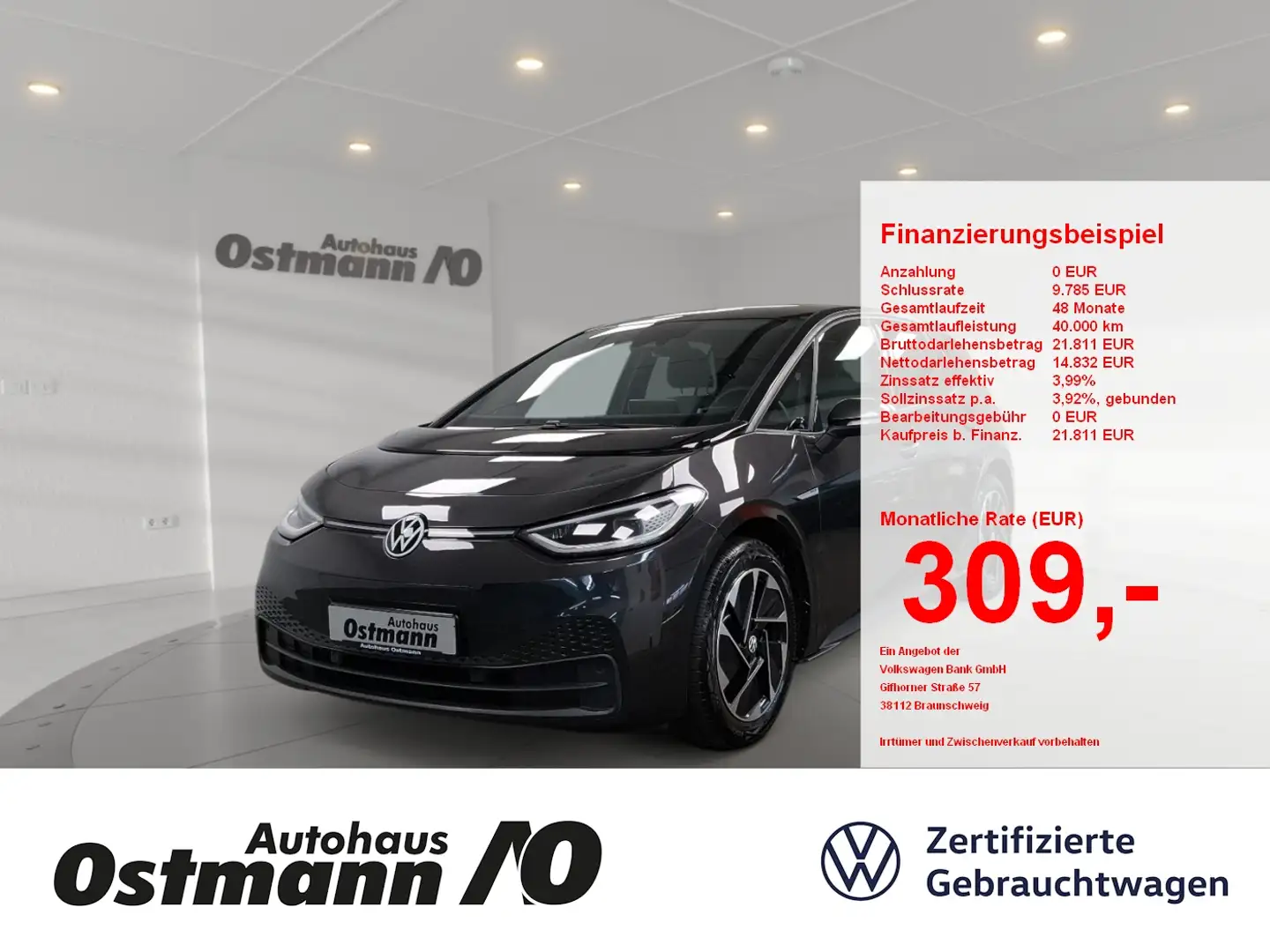 Volkswagen ID.3 Pro Performance Pano Navi PDC Matrix SHZ Grau - 1