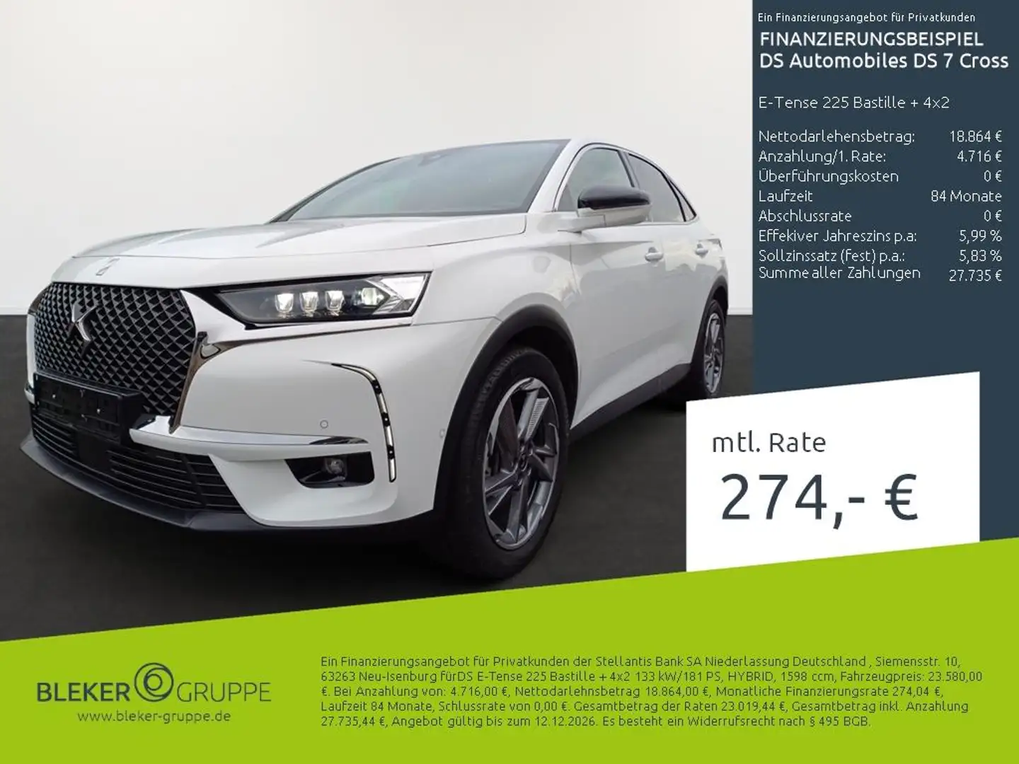 DS Automobiles DS 7 Crossback E-Tense 225 Bastille + 4x2 Weiß - 1