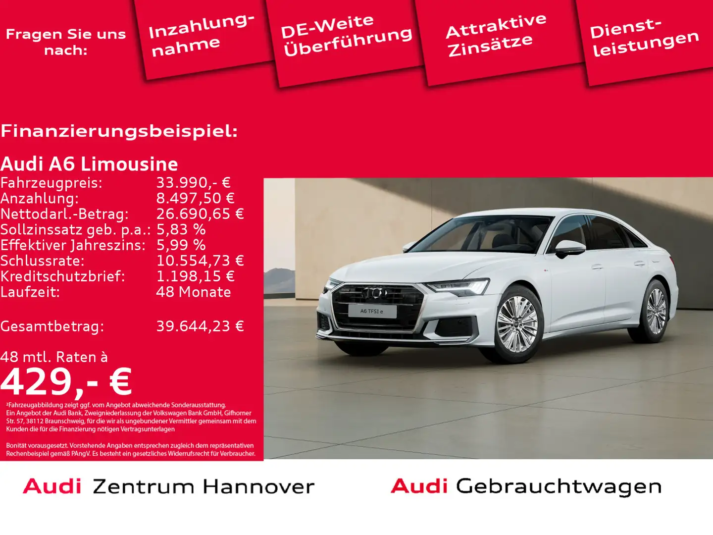 Audi A6 50 TFSI e quattro design HD-Matrix- Weiß - 1