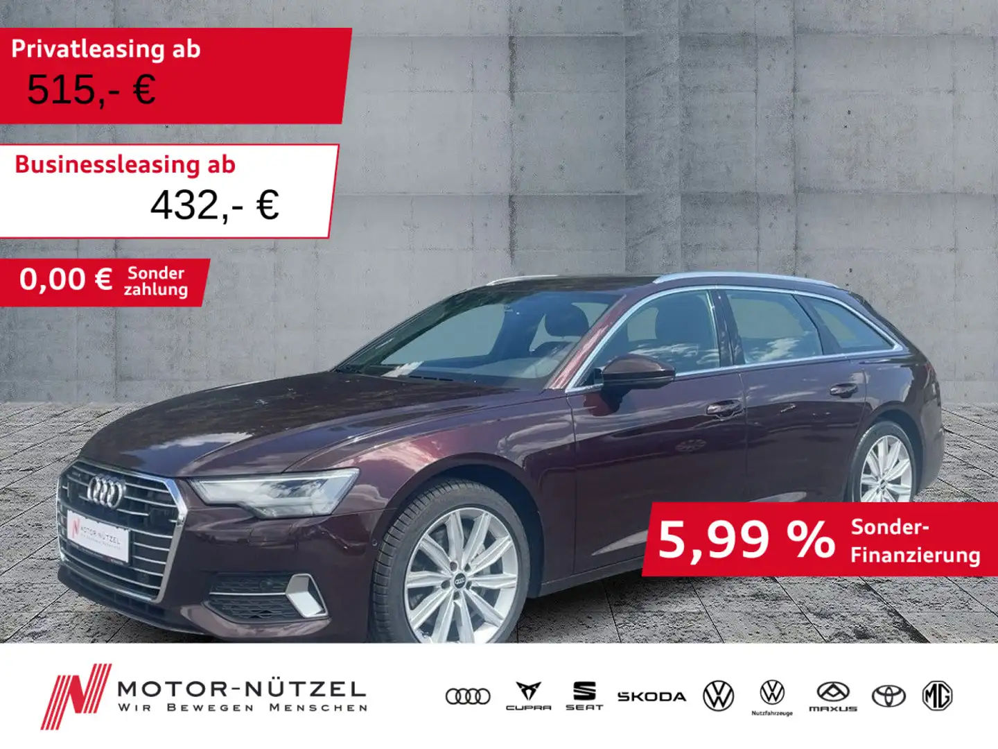 Audi A6 50 TDI QU SPORT LED+NAVI+RFK+ACC+19"LM Rojo - 1