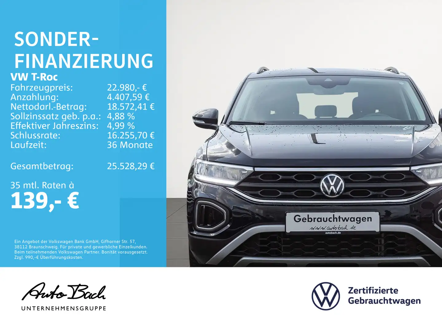 Volkswagen T-Roc 1.0 TSI "Life" Navi LED Digital Cockpit EP Schwarz - 2