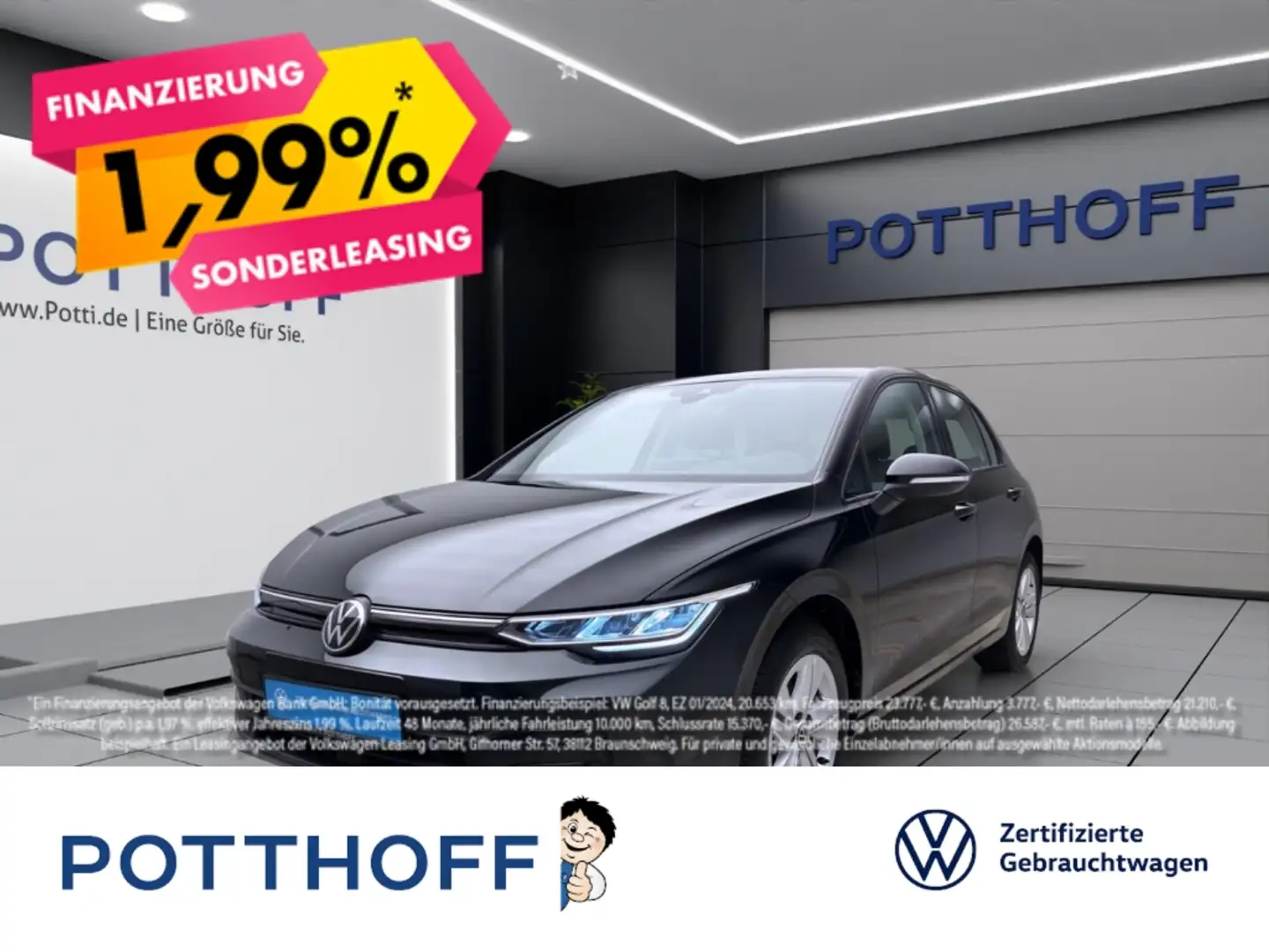 Volkswagen Golf 1.5 TSI LIFE NAVI AHK SITZHZG PDC Schwarz - 1
