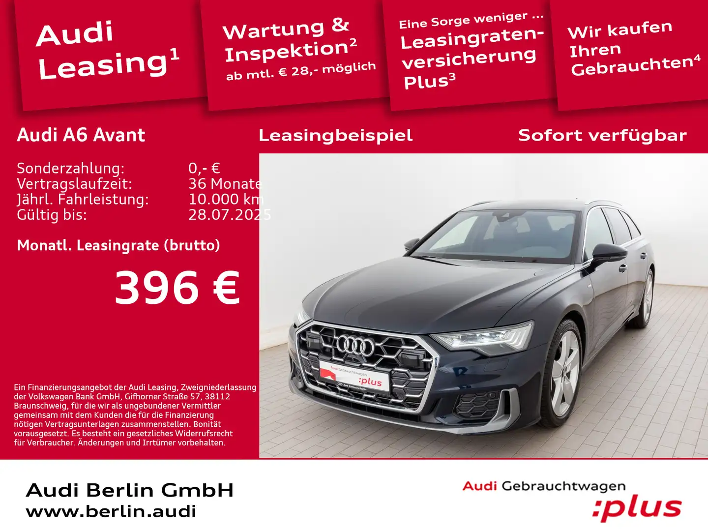 Audi A6 Design S line 35 TDI S tr. PDC AHK NAVI Blau - 1