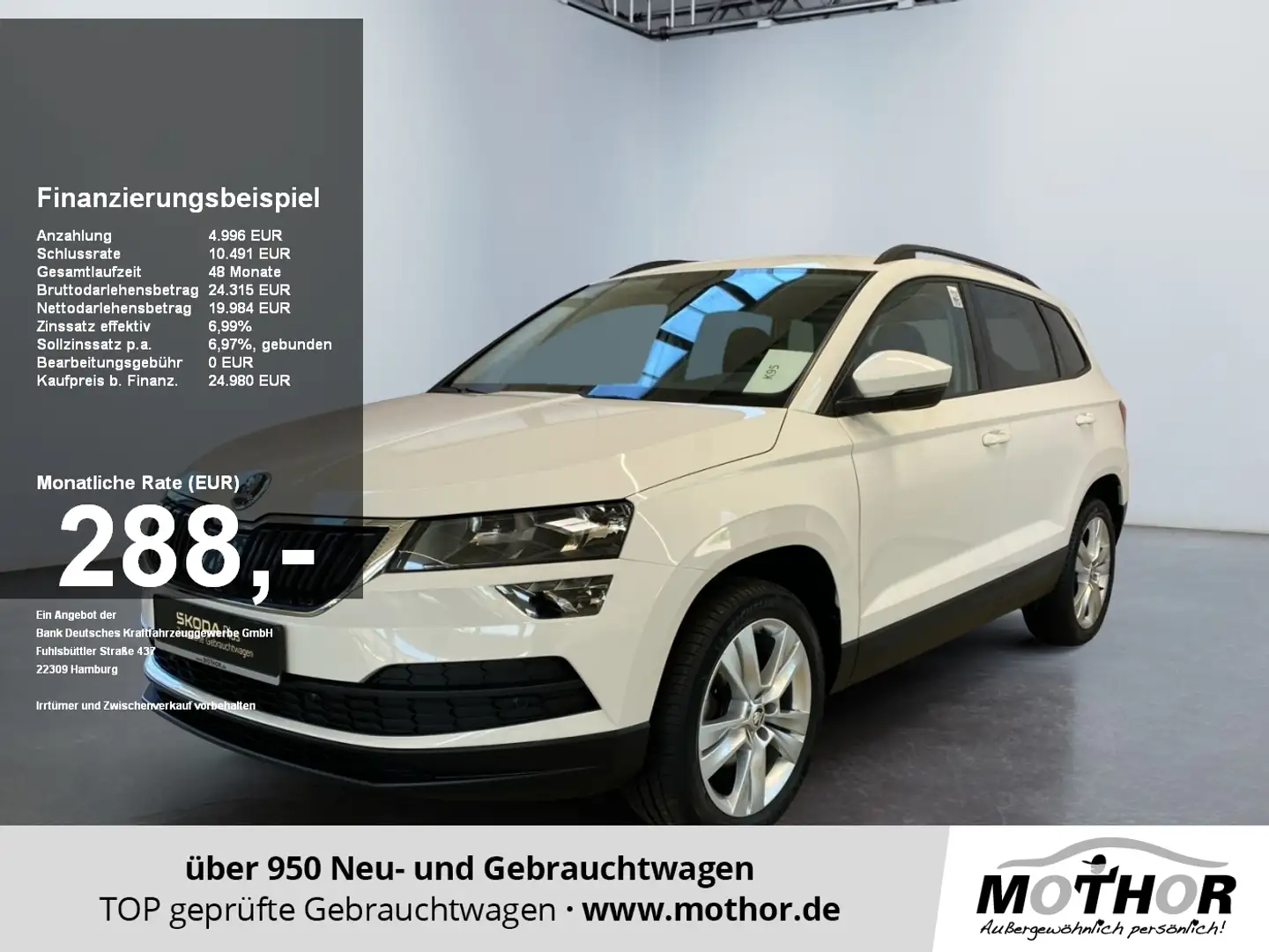 Skoda Karoq Style 2.0 TDI DSG AHK LMF KeyLess Navi Weiß - 1