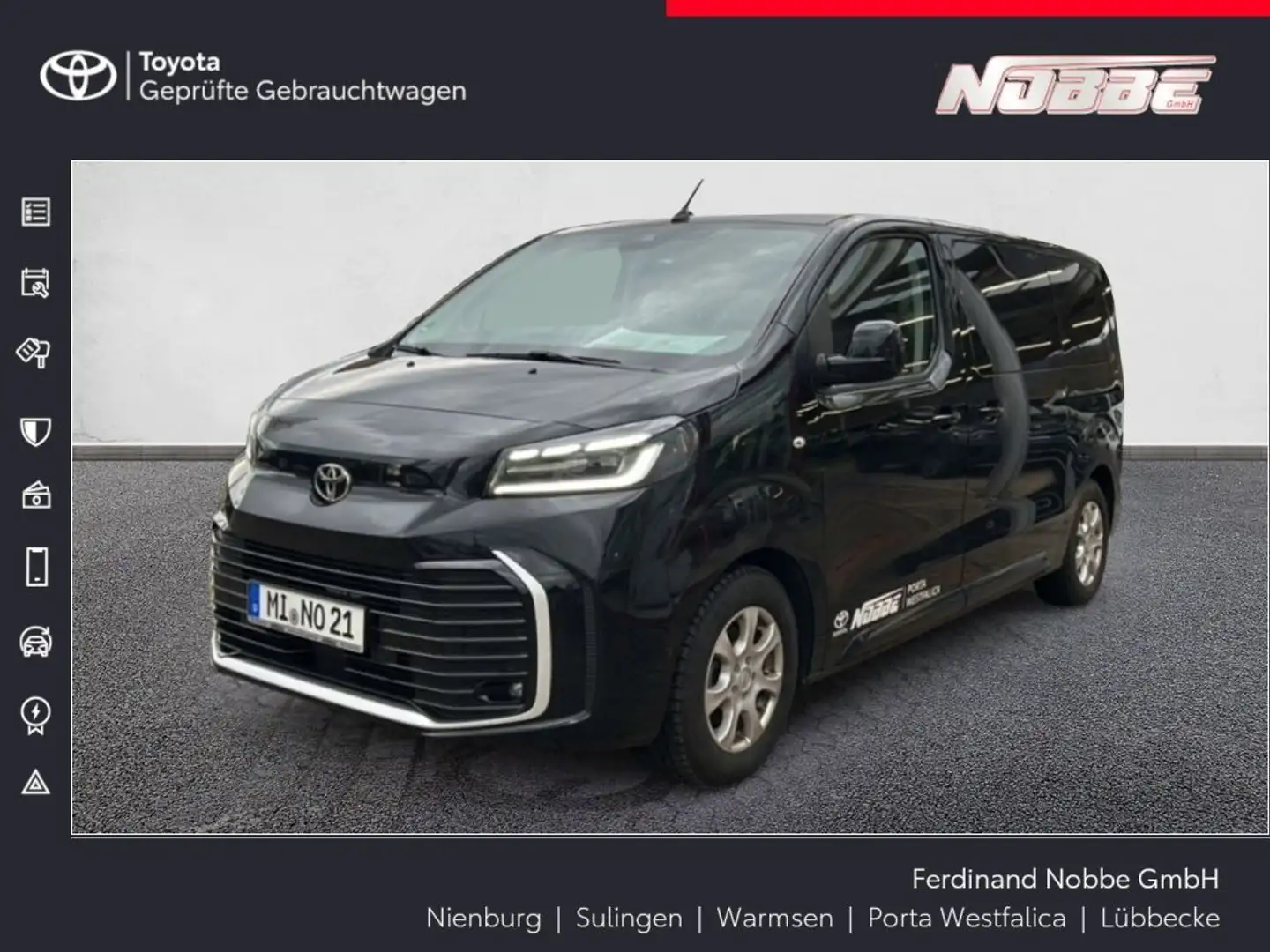 Toyota Proace 2,0-l-D-4D L1 (7-Si.) Autm. Verso Lounge Schwarz - 1