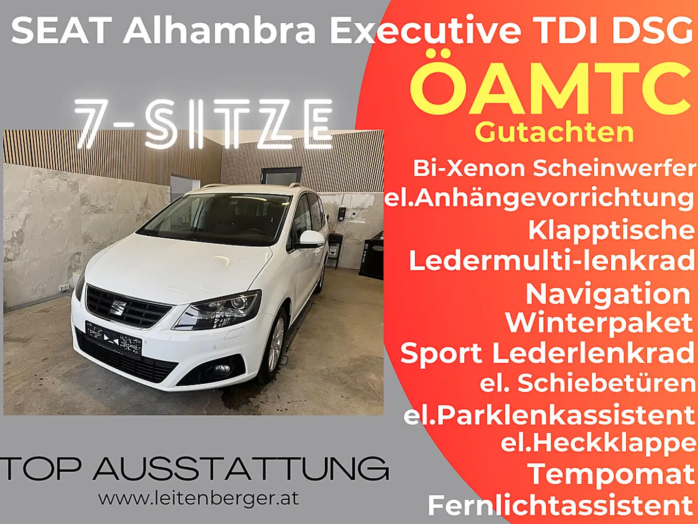 SEAT Alhambra Executive 2,0 TDI DSG 7Sitze,Bi-Xenon,el.Anhäng... Blanc - 1