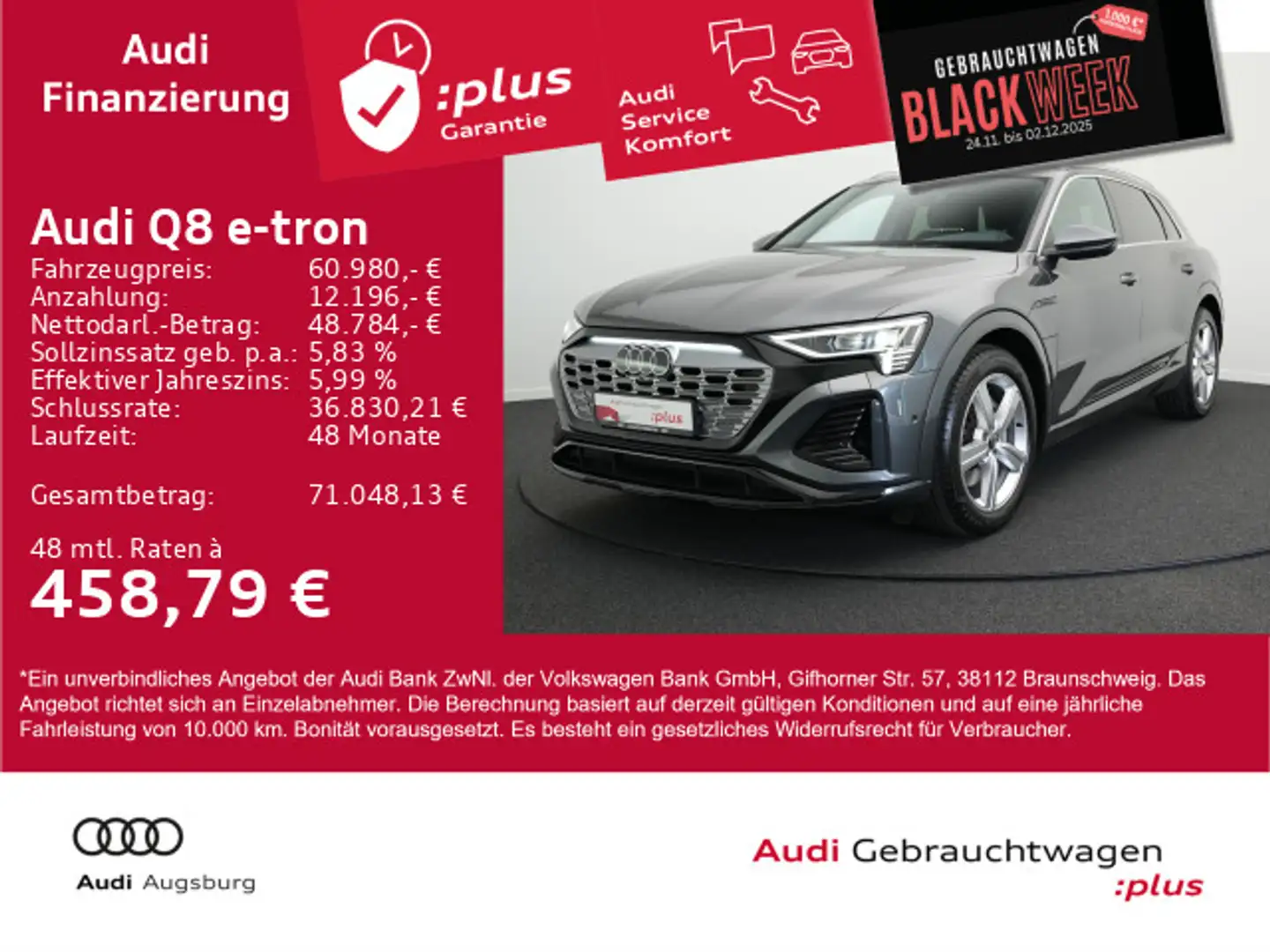 Audi Q8 e-tron 2x S line 55 qu. *ACC*AHK*MATRIX*8fach Gris - 1