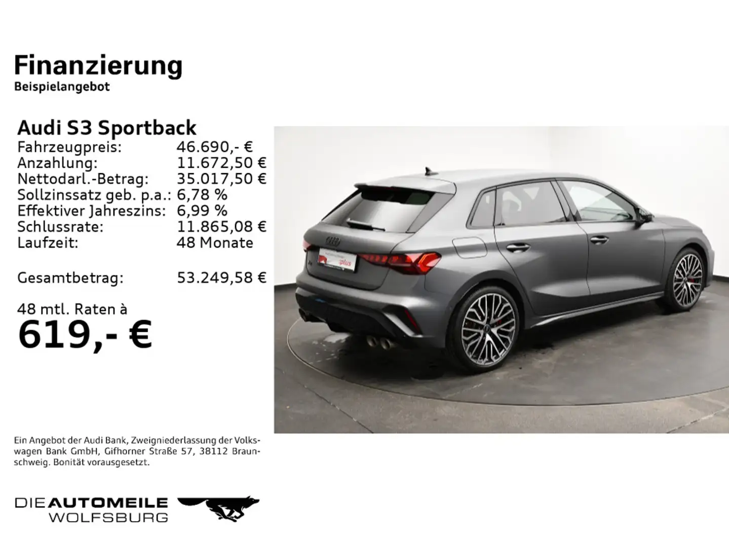 Audi S3 2.0 TFSI S-tronic quattro Rückkam/M Grau - 2