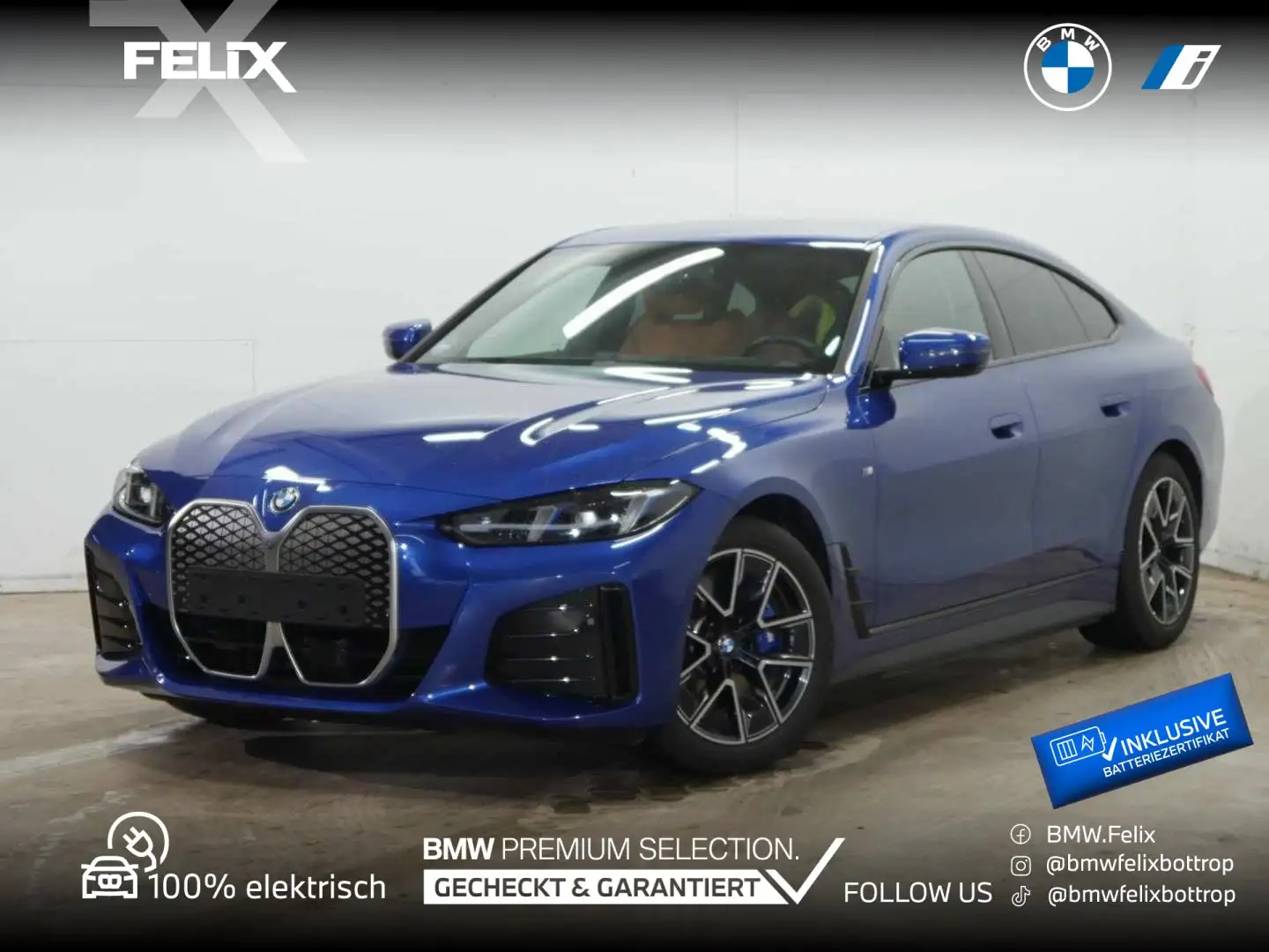 BMW i4 eDrive40 M SPORTPAKET+AHK+LIVE COCKPIT PRO+ Blauw - 1