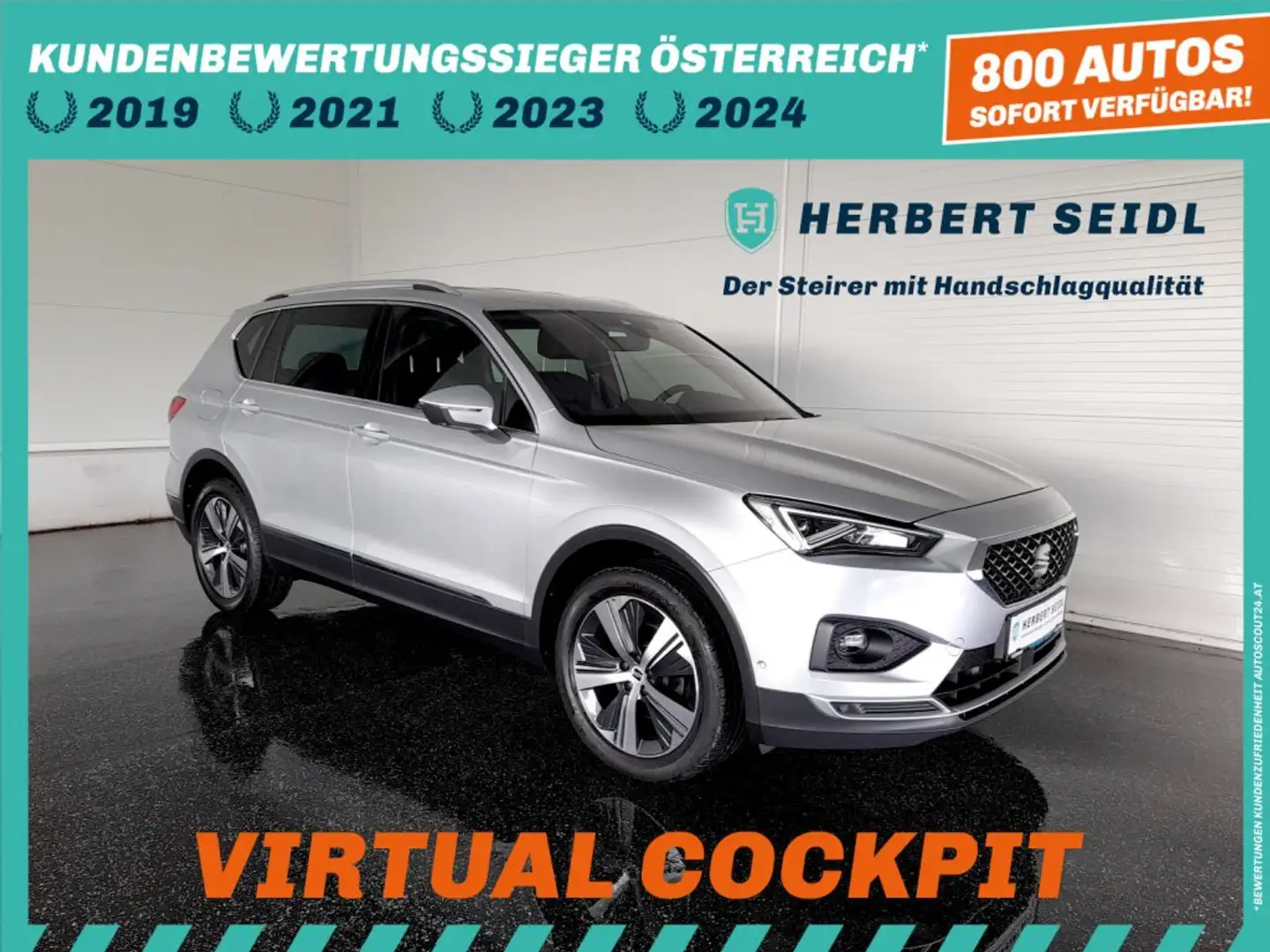 SEAT Tarraco XCELLENCE 2,0 TDI DSG *19 ZOLL / VOLL-LED / VIRTUELL / NAVI / AHK & 360° KAMERA / ACC / E-KLAPPE / BEATS* Silber - 1