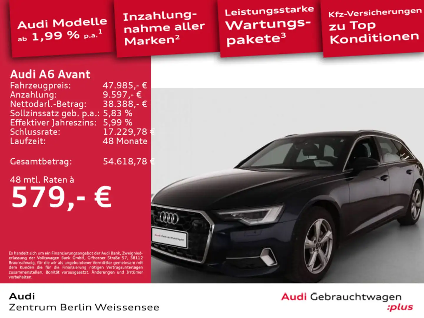 Audi A6 40 TDI S-TRO*ADVANCED*LED*AHK*360*ACC** Blau - 1