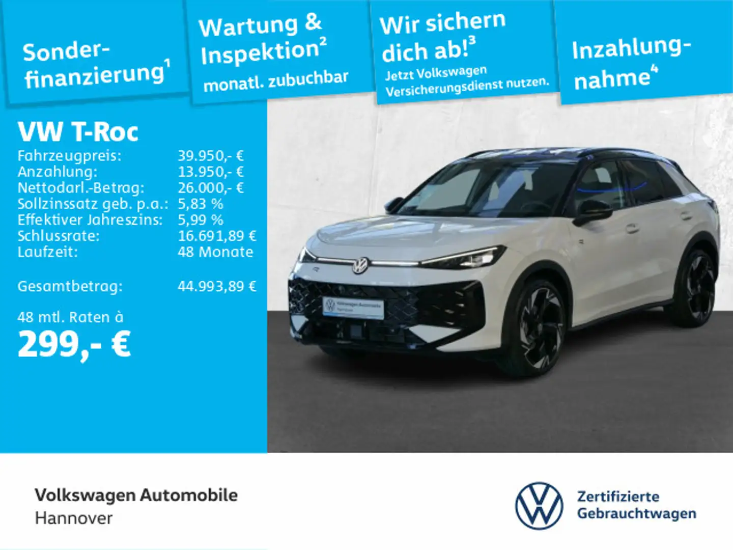 Volkswagen T-Roc R-Line 1.5 l eTSI DSG Navi LED Weiß - 1