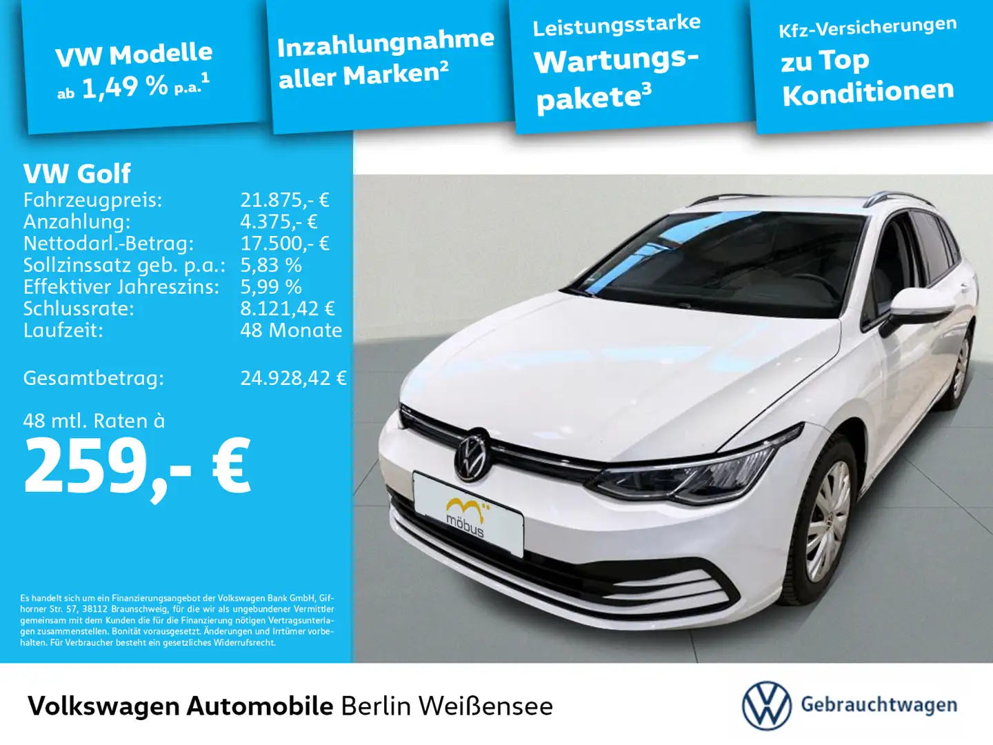 Volkswagen Golf Variant VIII 2.0 TDI Life *DSG*APP*ACC*LED* Weiß - 1