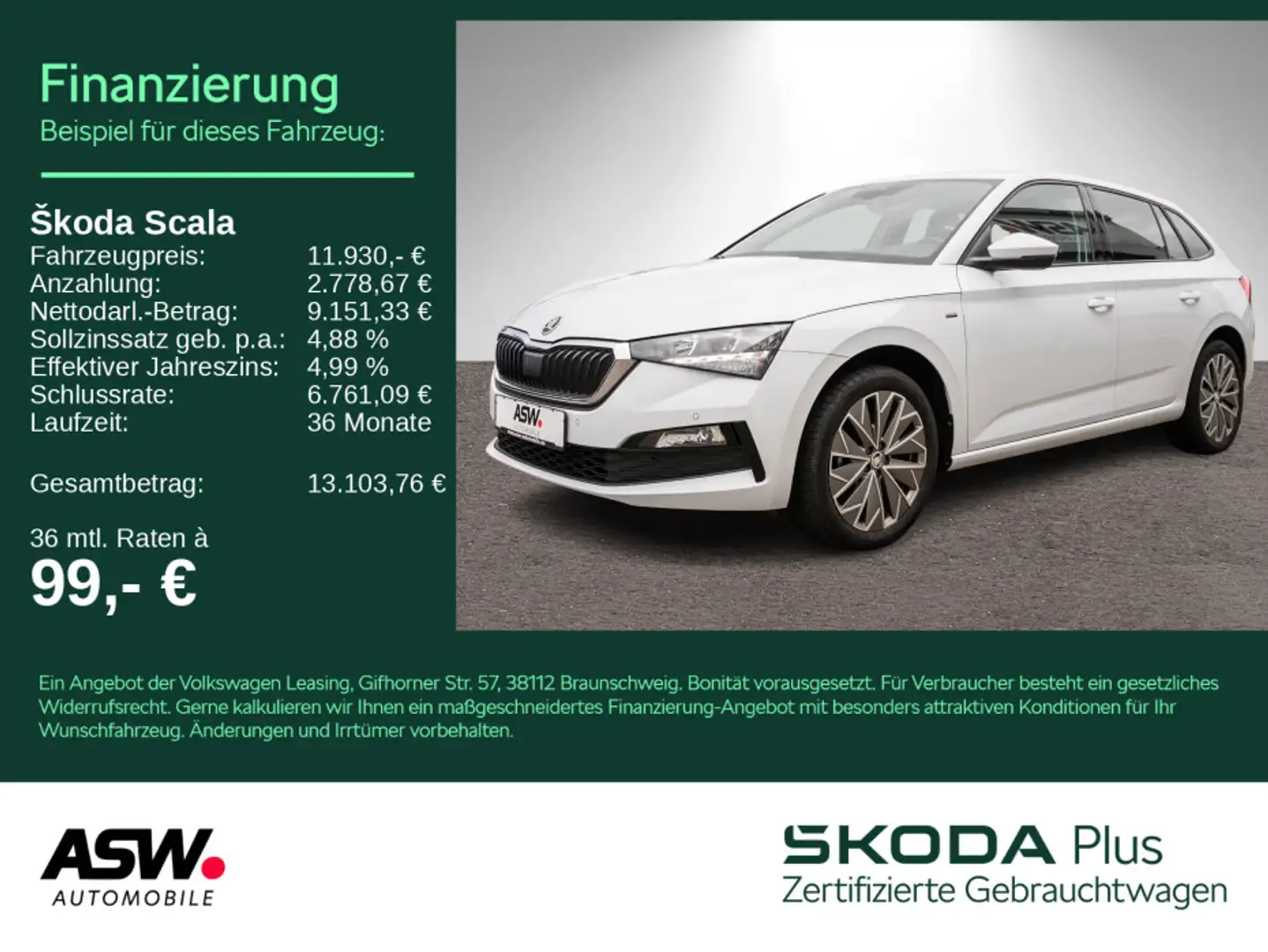 Skoda Scala Clever 1.0 TGI G-TEC LED RFK ACC SHZ PDC Weiß - 1
