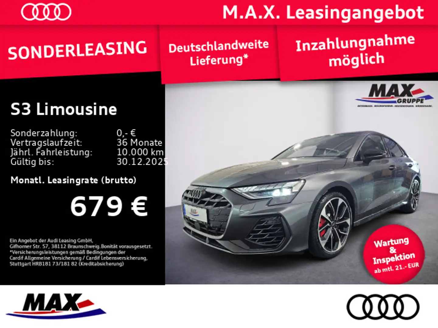 Audi S3 TFSI quattro MATRIX+SONOS+PANORAMA+ Grau - 1