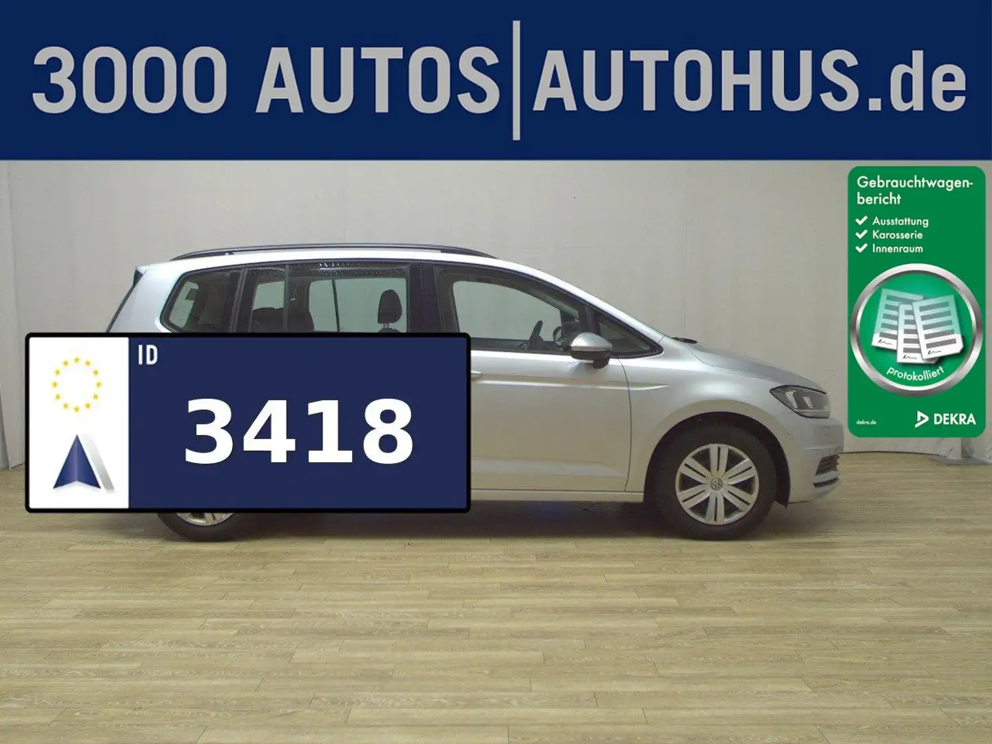 Volkswagen Touran 1.6 TDI Trendline 7-Sitze Navi AHK SHZ Silber - 1