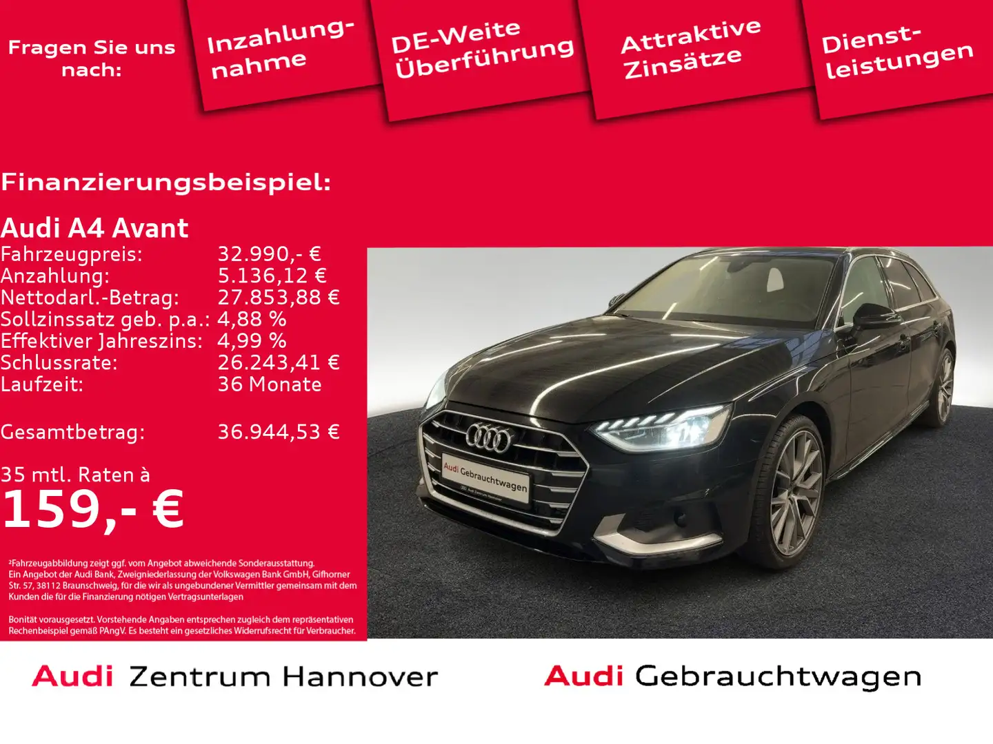 Audi A4 advanced 40 TFSI Head-Up Matrix Kamera Noir - 1
