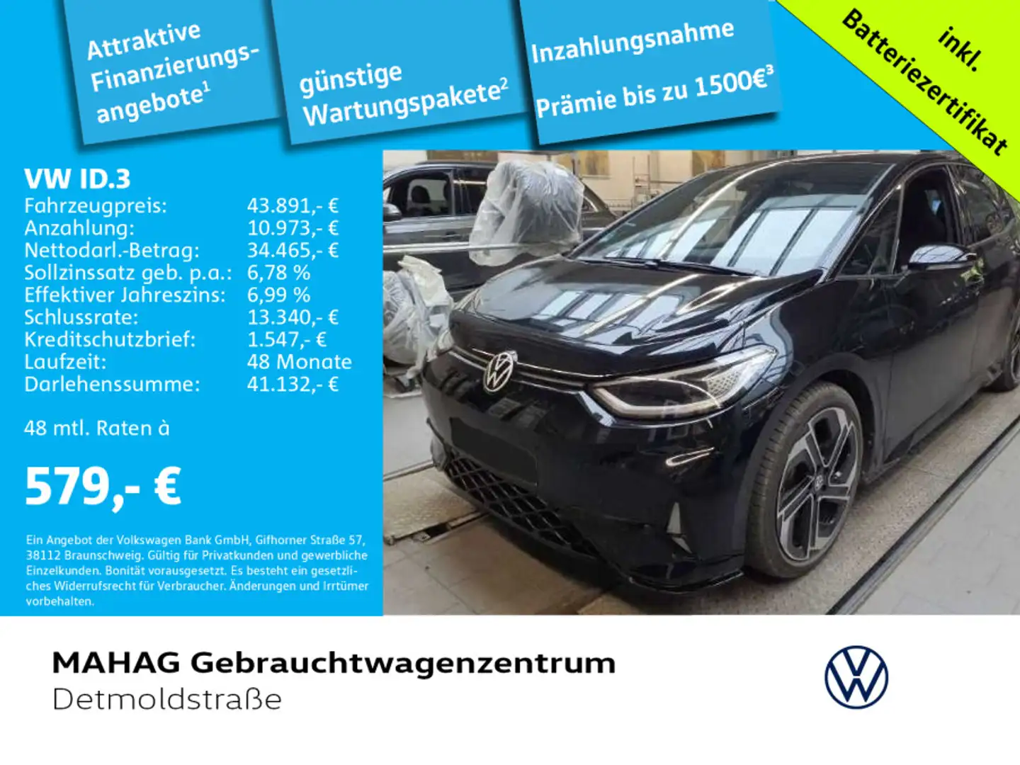 Volkswagen ID.3 GTX Wärmepumpe CCS IQ.Light Navi AugHuD H&K Noir - 1