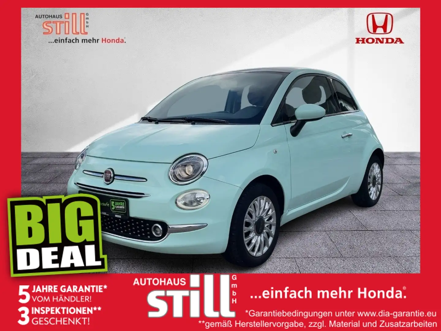 Fiat 500 1.2 8V Lounge Pano+LM+PDC+Garantie Groen - 1