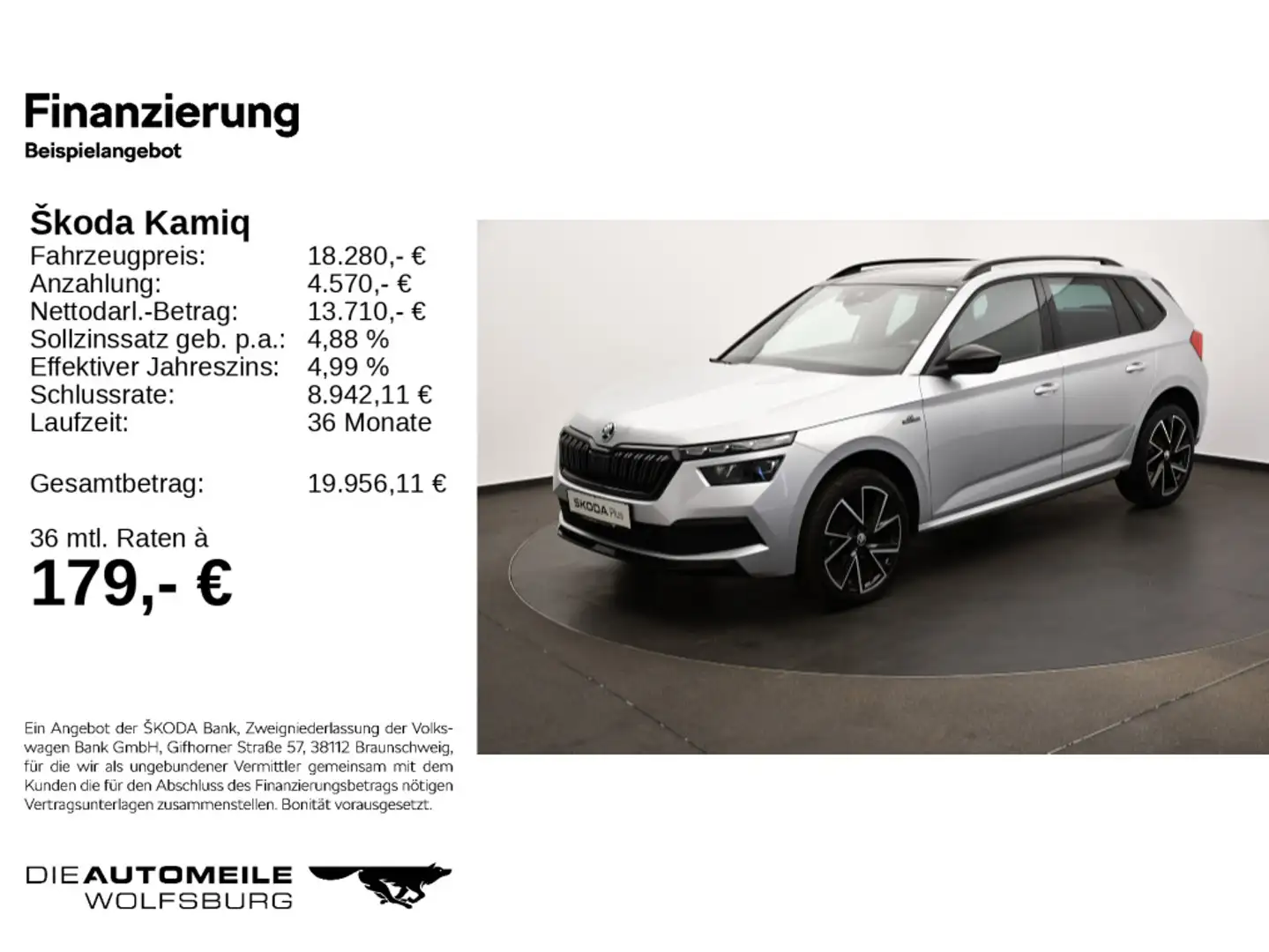 Skoda Kamiq 1.0 TSI Monte Carlo AHK/Tempo/Einparkhi Silber - 2