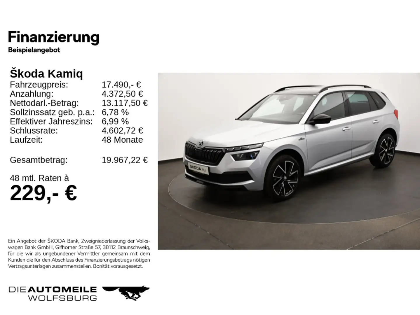 Skoda Kamiq 1.0 TSI Monte Carlo AHK/Tempo/Einparkhi Silber - 2