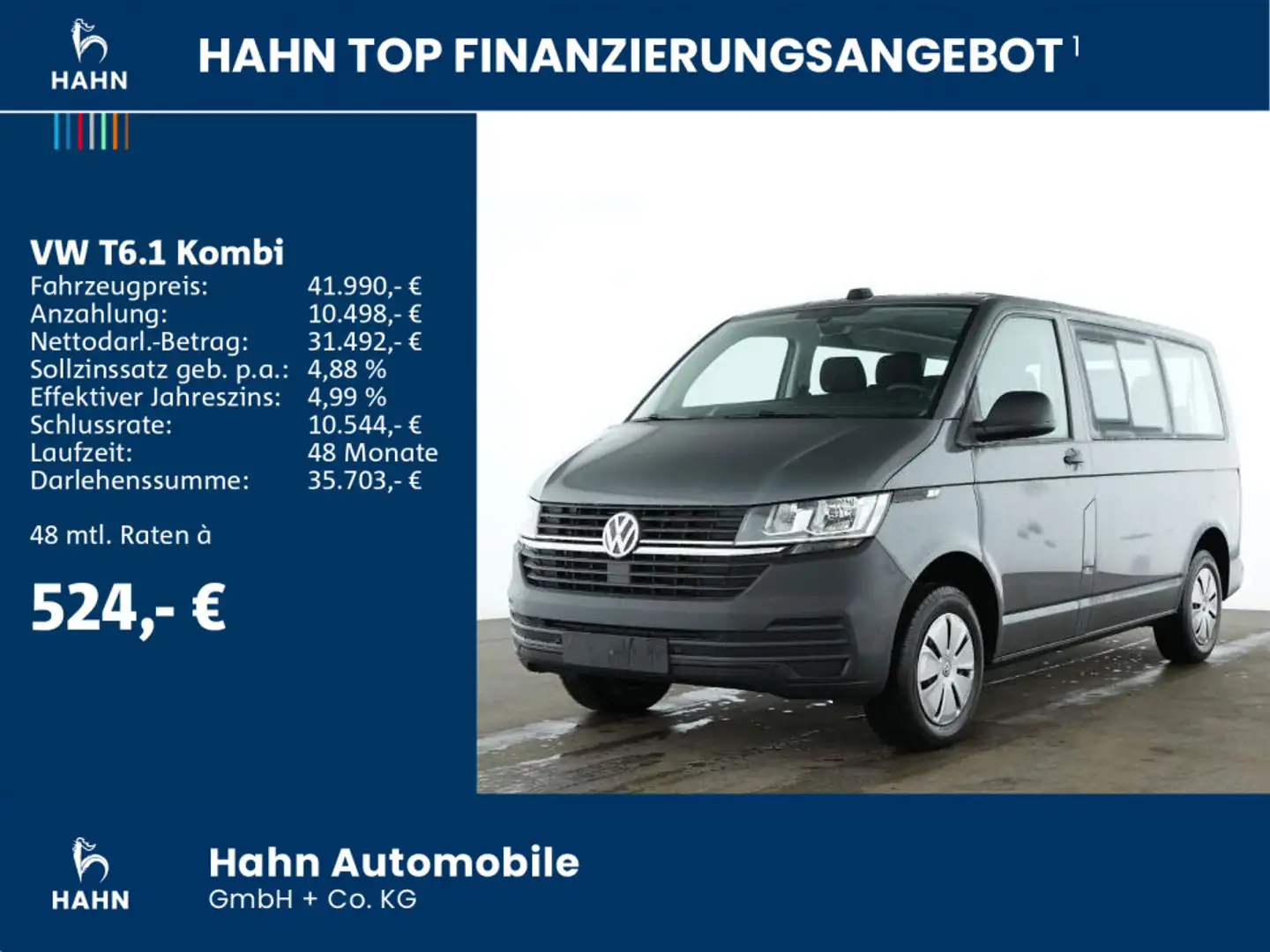 Volkswagen T6.1 Kombi KR 2,0TDI 110kW DSG 2xKLIMA EPH APP A Grau - 2