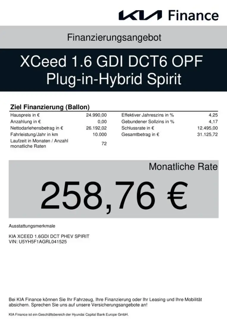 Kia XCeed XCeed 1.6 GDI DCT6 PHEV SPIRIT inkl. WKR Silber - 2