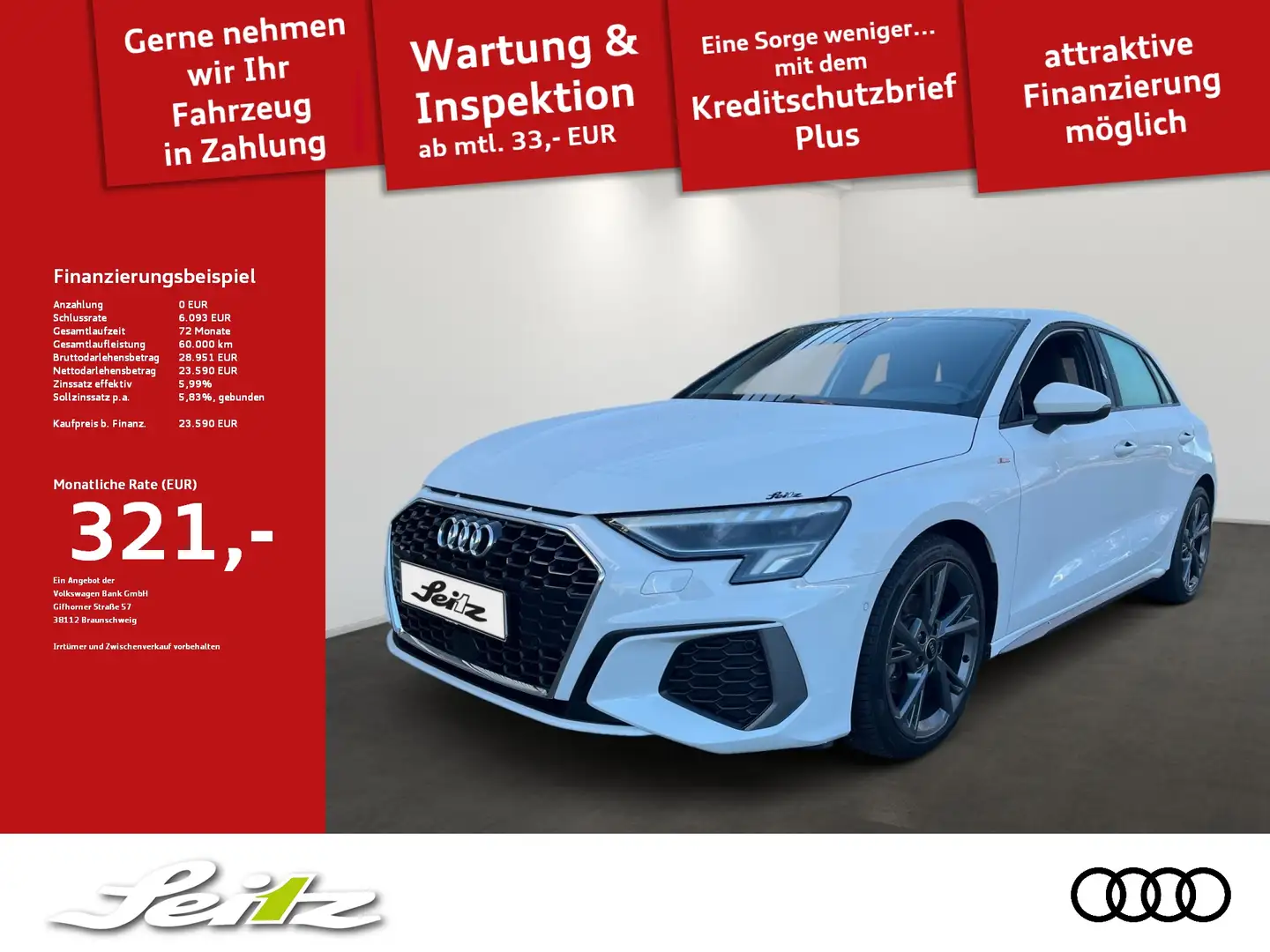 Audi A3 Sportback 30 TDI S line *AHK*LED*KAMERA*SITZH* Blanc - 1