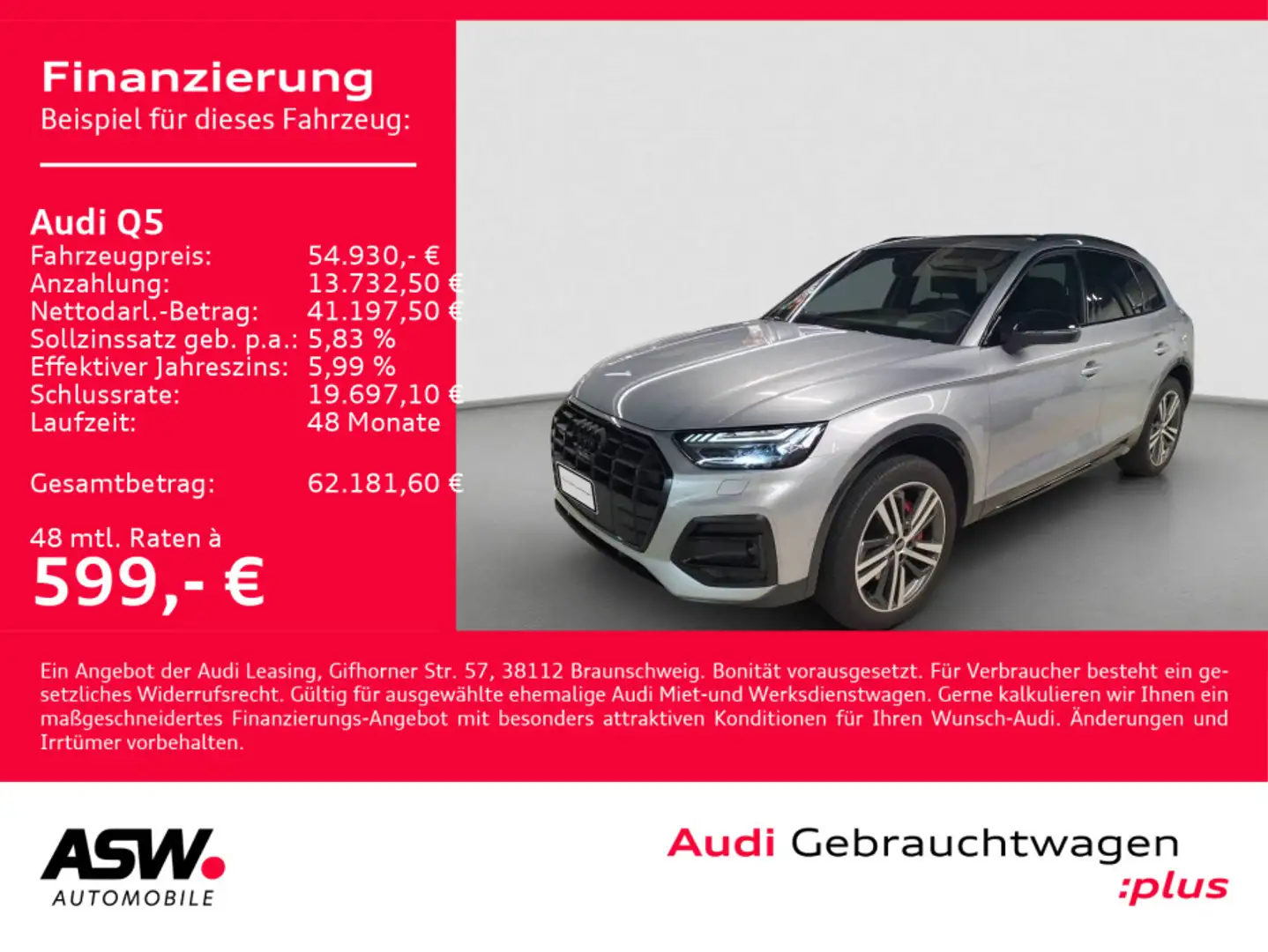 Audi Q5 50TFSI e advanced quattr NAVI MATRIX AHK PANO Silber - 1