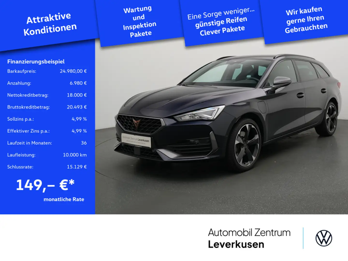CUPRA Leon ST e-Hybrid NAVI VIRT AHK LEDER KAM CARP Blau - 1