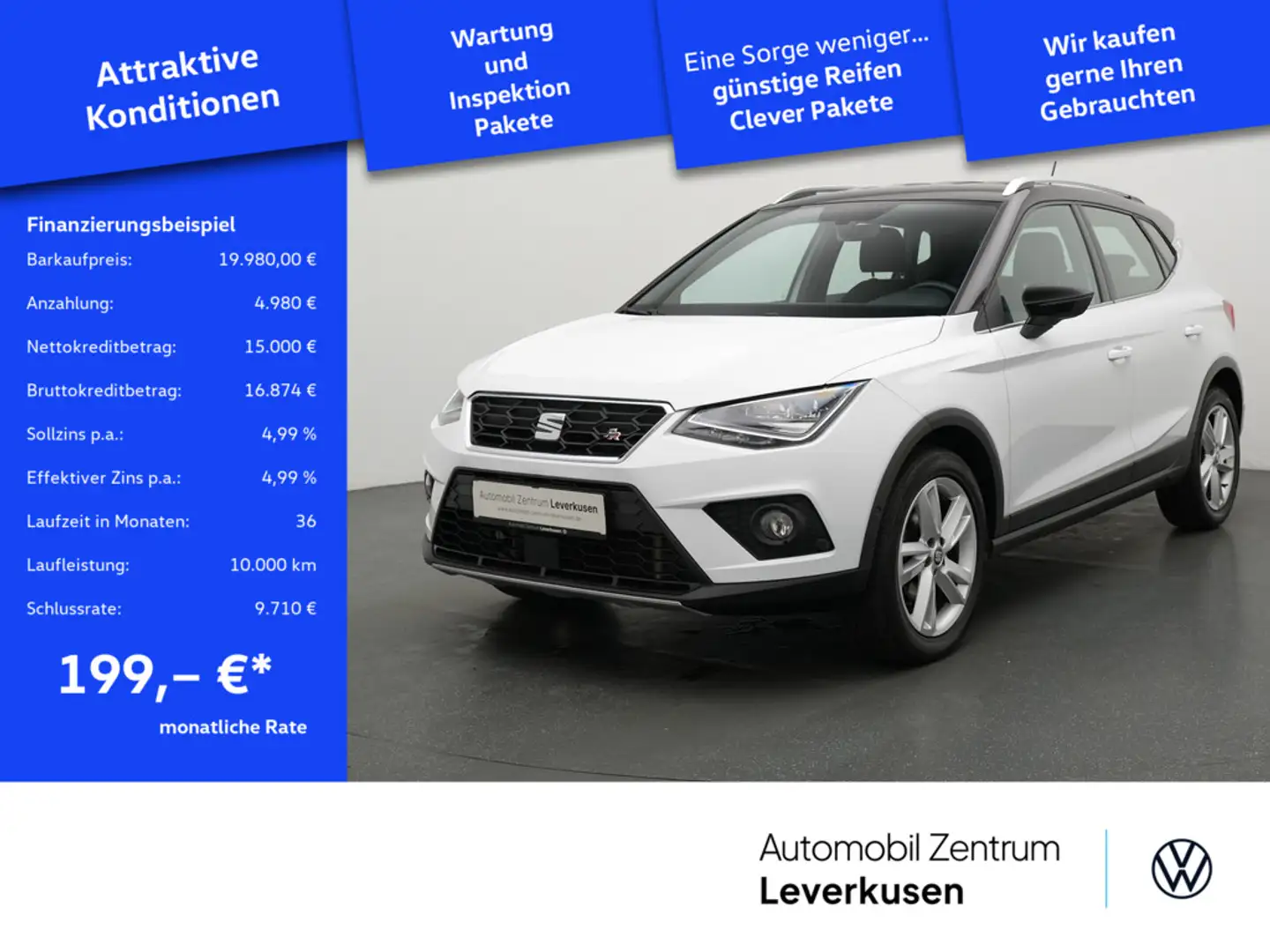 SEAT Arona FR Beats Fast Lane DSG LED AHK NAVI KAM Weiß - 1