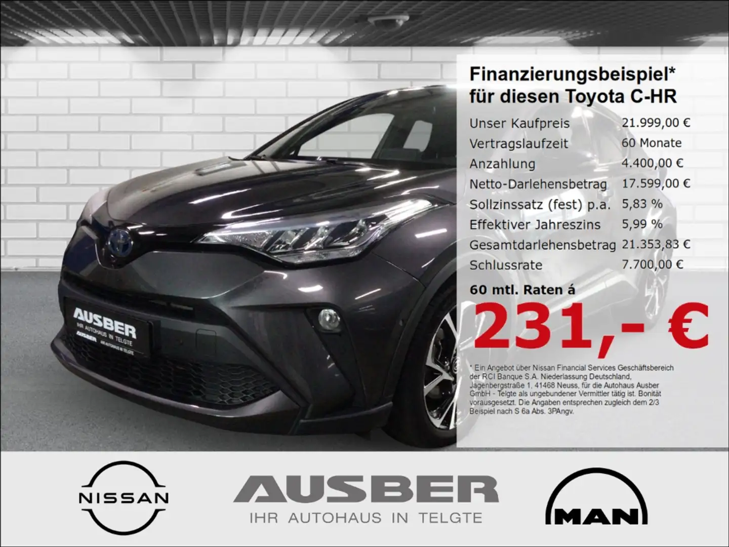 Toyota C-HR Hybrid Team D Kamera Navi AHK Gris - 1