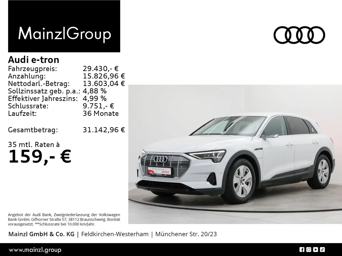 Audi e-tron 50 quattro LED Navi ACC Kamera Virtual Weiß - 1