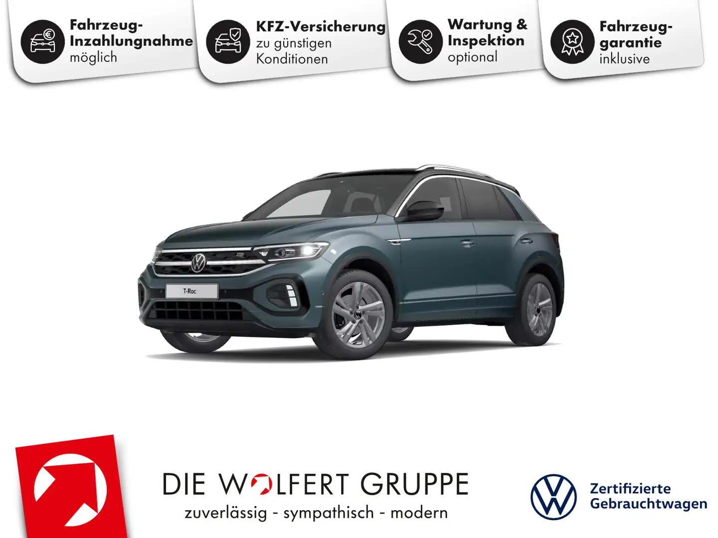 Volkswagen T-Roc R-Line 1.0 TSI AHK RFK ACC LED NAVI CARPLA Bleu - 1