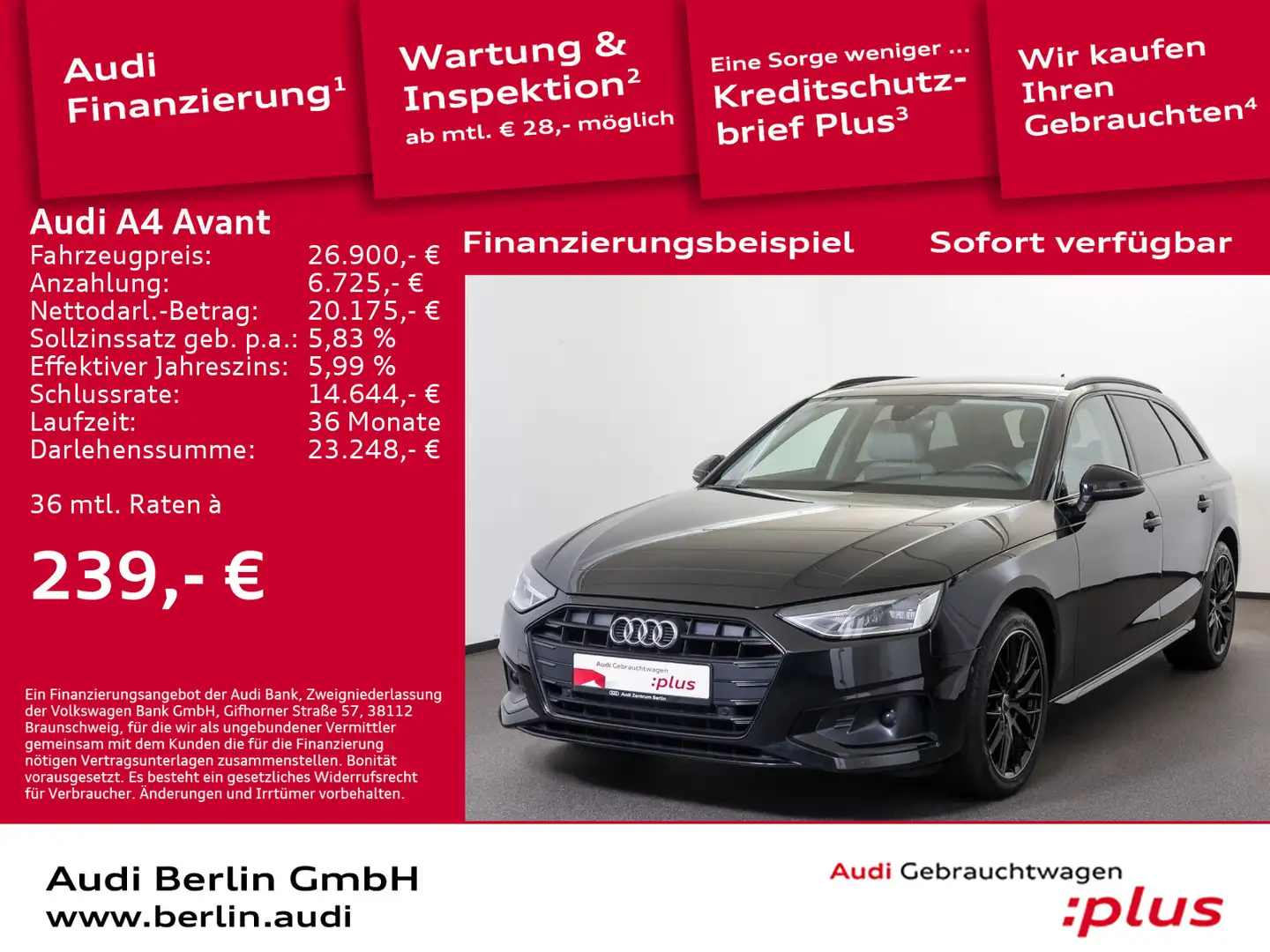 Audi A4 Advanced 30 TDI S tr. SITZHZG STDHZG Schwarz - 1