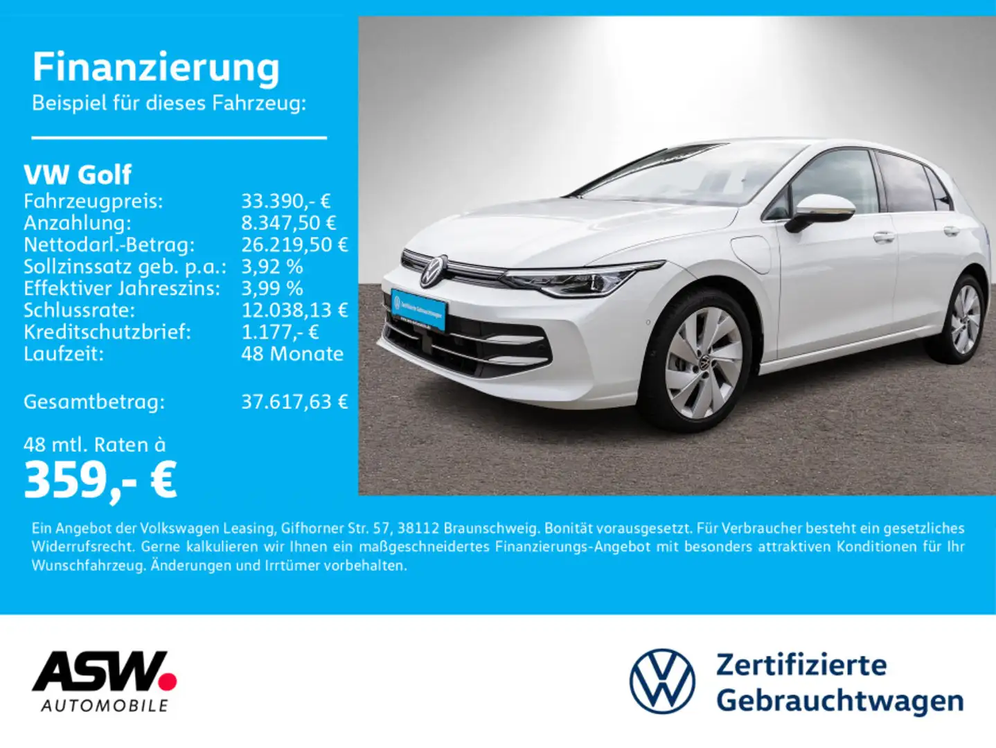 Volkswagen Golf Style 1.5 TSI eHybrid DSG Navi RFK HUD AHK Weiß - 1