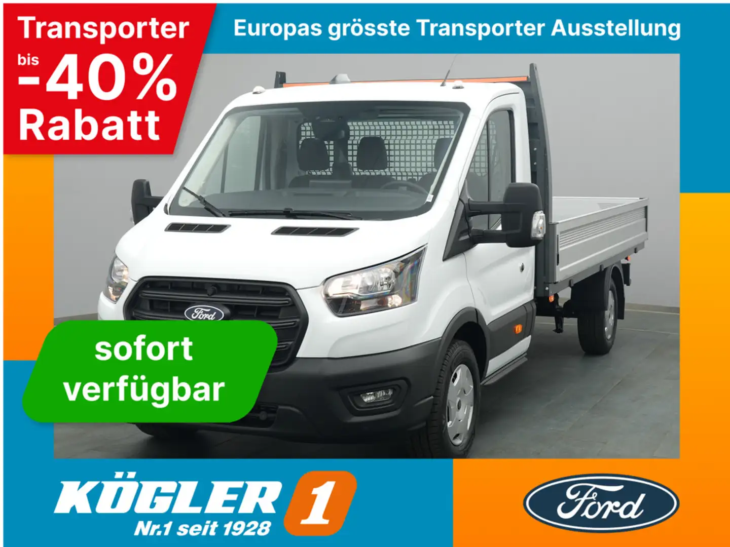 Ford Transit Pritsche EK 350 L3 Trend 130PS HA Weiß - 1