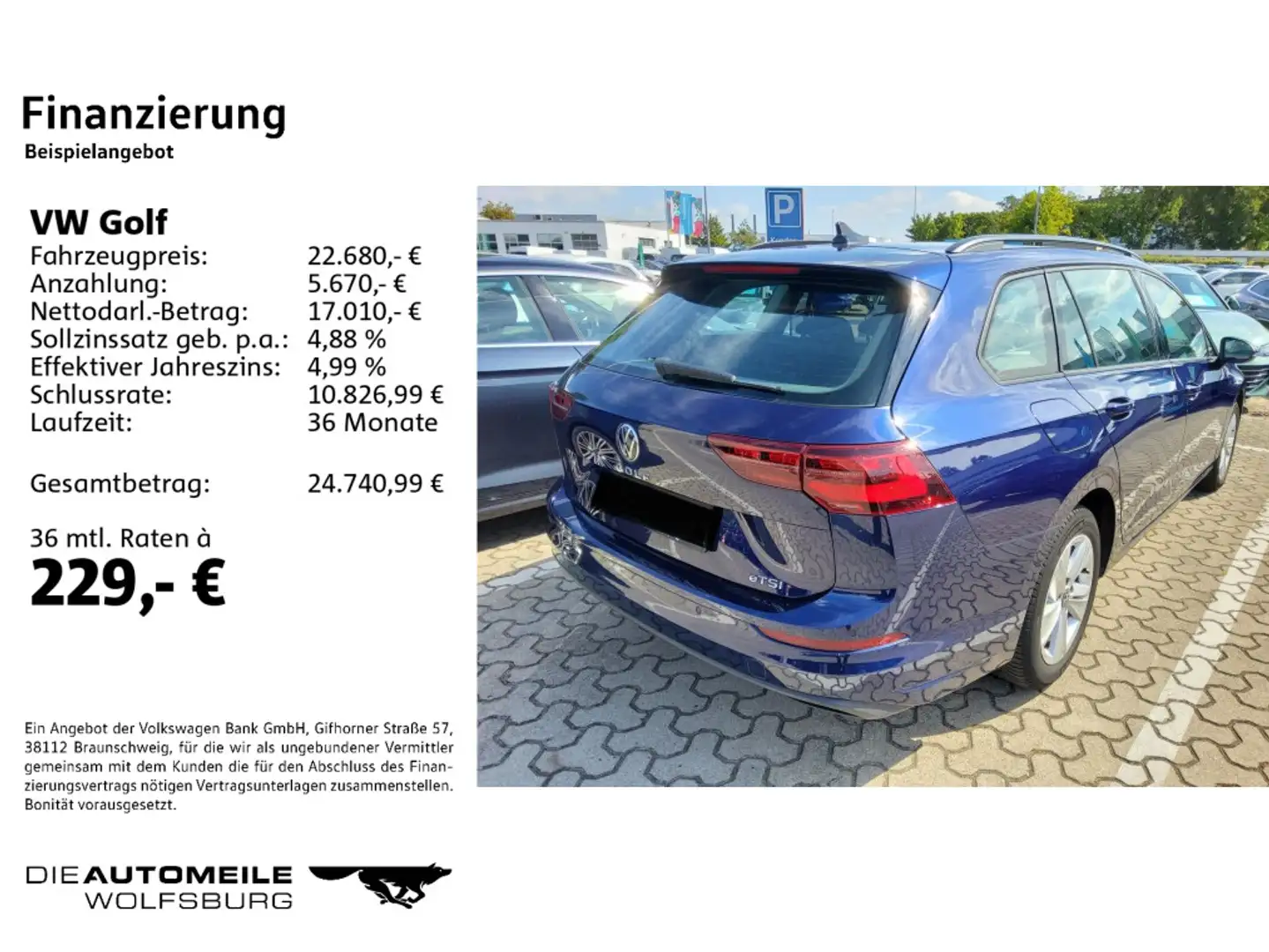 Volkswagen Golf Variant Golf 8 VIII Variant 1.0 eTSI DSG Life ACC/Einpar Blau - 2