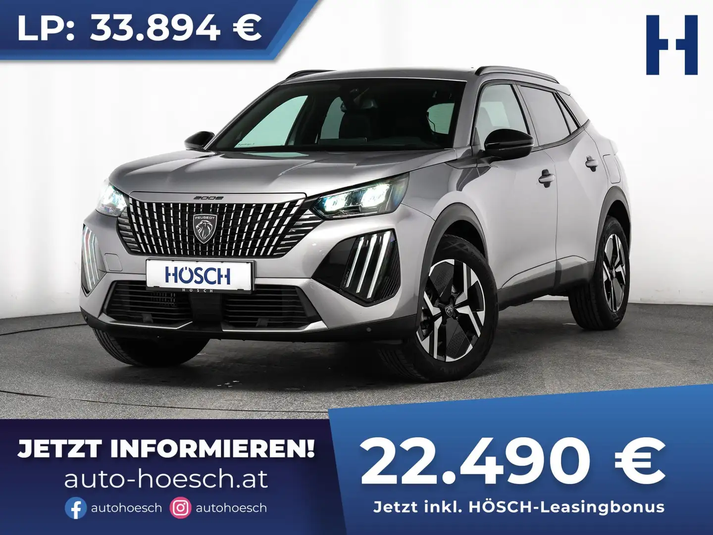 Peugeot 2008 Hybrid 136 Aut. Allure LED CARPLAY MEGAPREIS Grau - 1