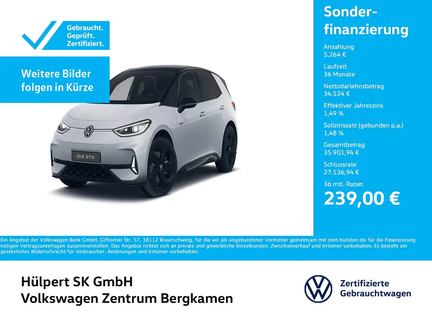 Volkswagen ID.3 GTX WÄRMEPUMPE ACC LM20 NAVI CARPLAY SITZHZ Silber - 1