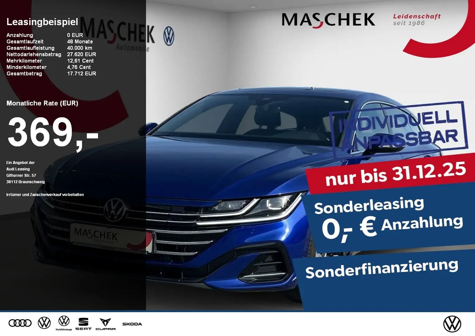 Volkswagen Arteon SB R Line 1.4 e-Hybrid Pano AHK IQ.Light RearView Blau - 1