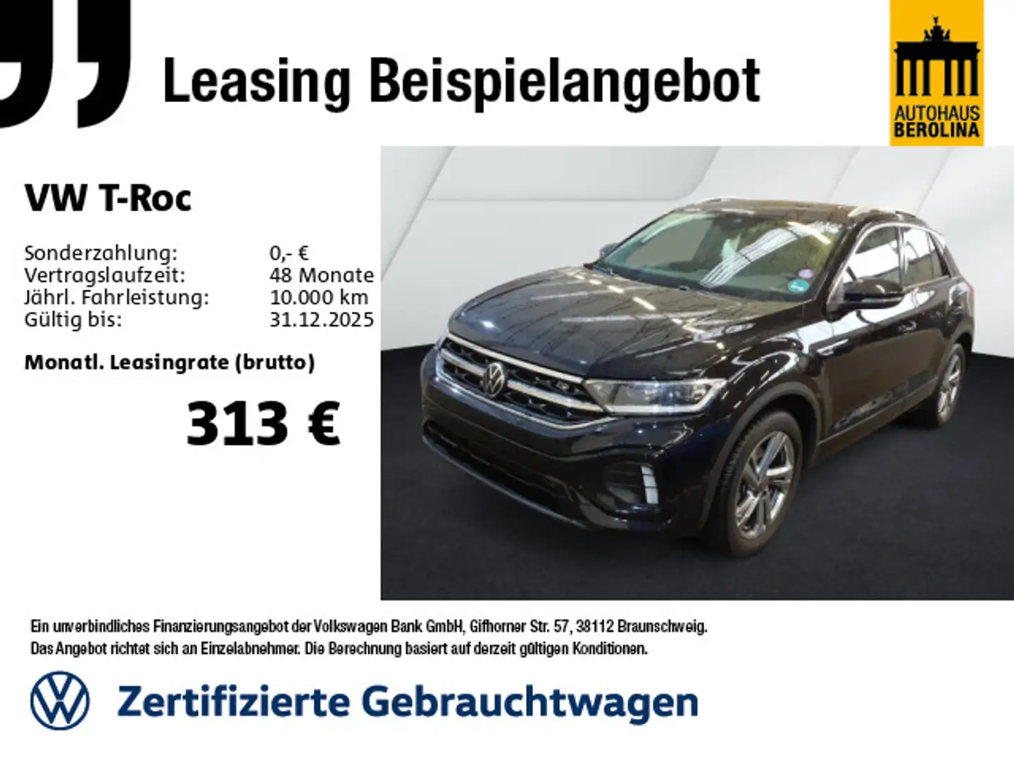 Volkswagen T-Roc 1.5 TSI R-Line DSG *AHK*ACC*NAV*R-CAM*SHZ* Schwarz - 1