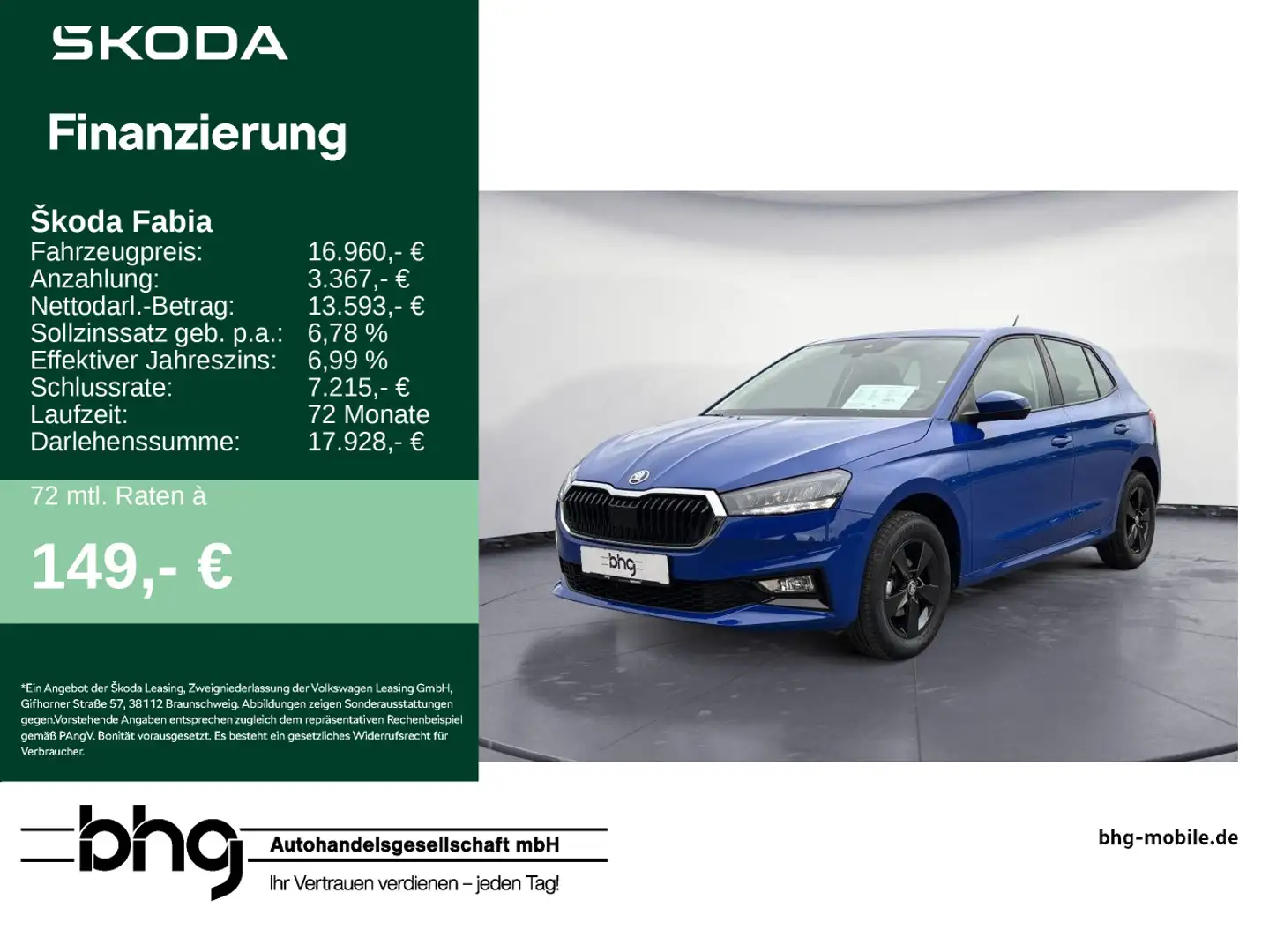 Skoda Fabia 1.0 TSI Essence DAB KLIMA LED PDC hinten Blau - 1