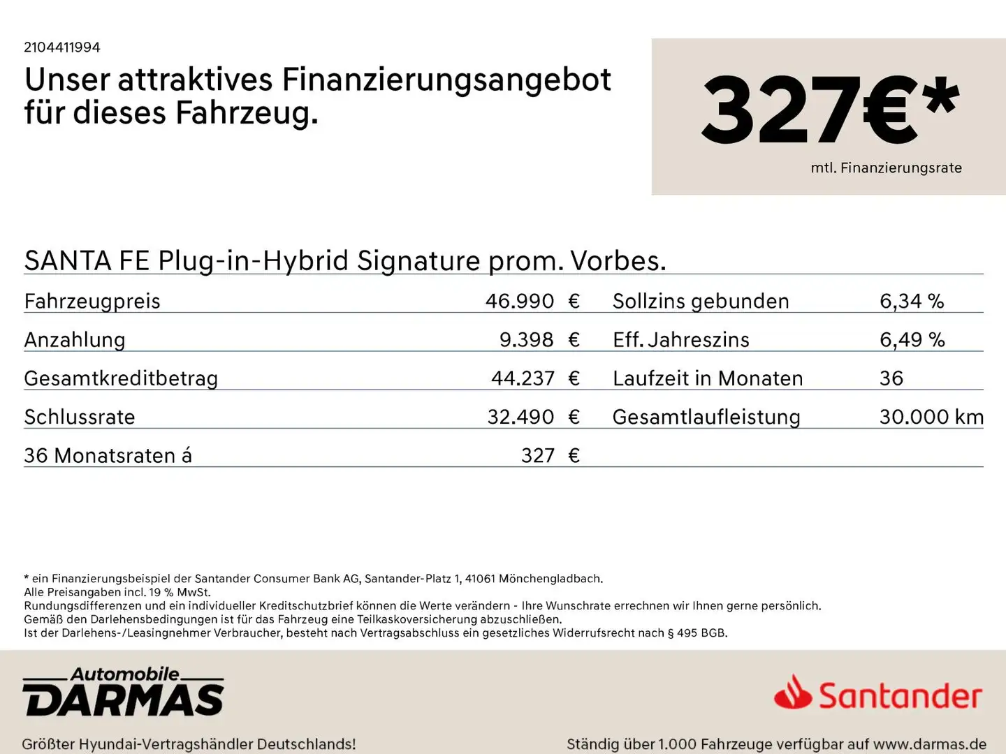 Hyundai SANTA FE SANTA FE Plug-in-Hybrid Signature prom. Vorbes. Schwarz - 2