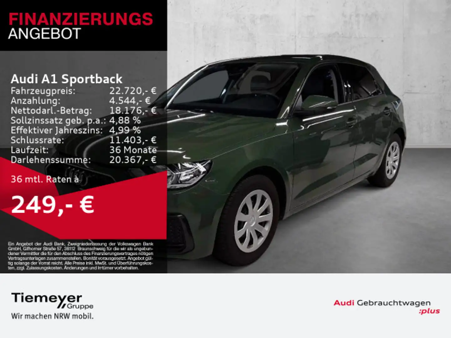 Audi A1 25 TFSI ADVANCED LM17 SPORTSITZE PR Grün - 1