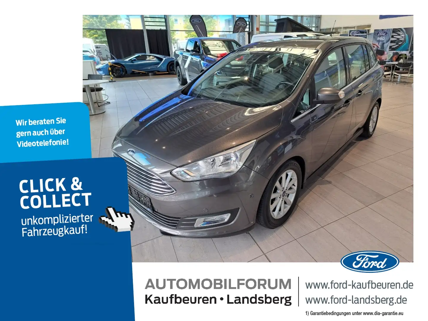 Ford Grand C-Max 1.5 EcoBoost Zahnr.NEU AHK SHZ RFK Grijs - 1