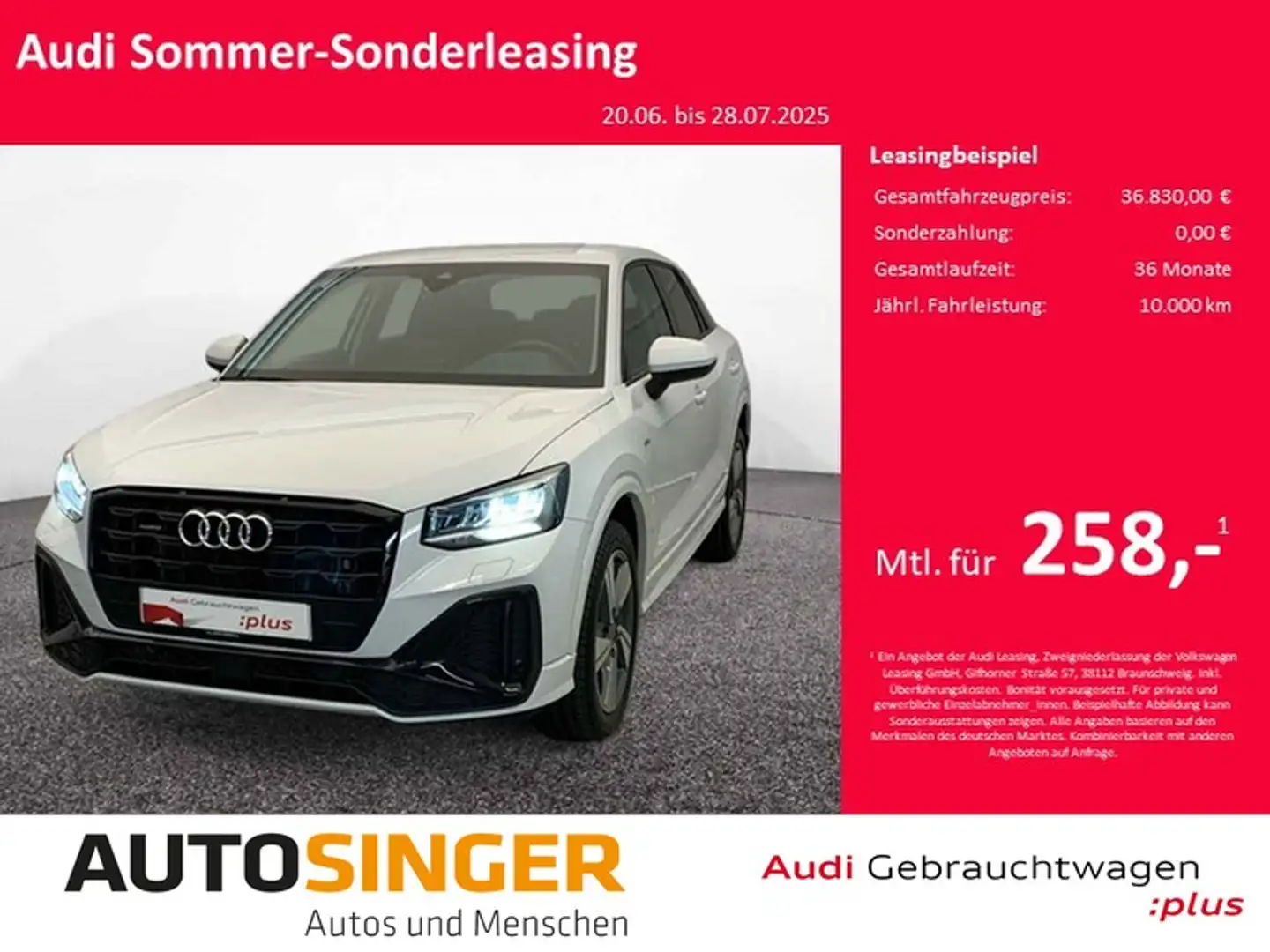 Audi Q2 40 TFSI qua S line *NAVI*LED*ACC*VIRTUAL*SHZ* Weiß - 1