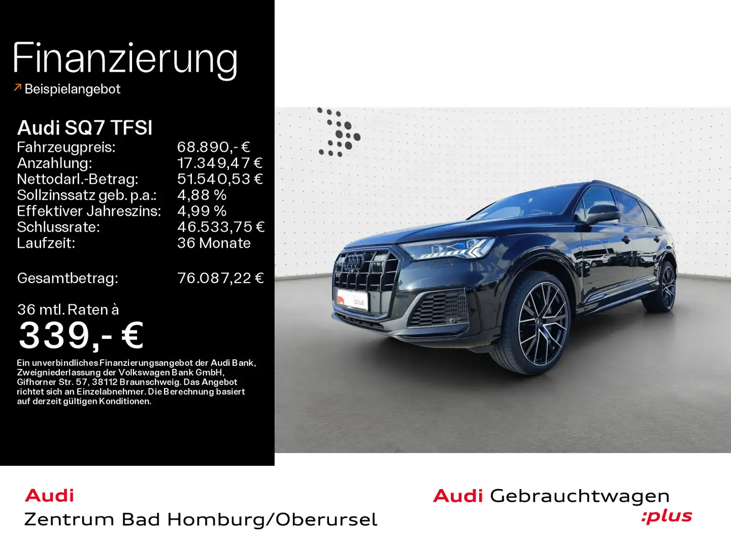 Audi SQ7 quattro*Navi*Matrix*DVD*AHK*B&O*HUD*PDC Schwarz - 1