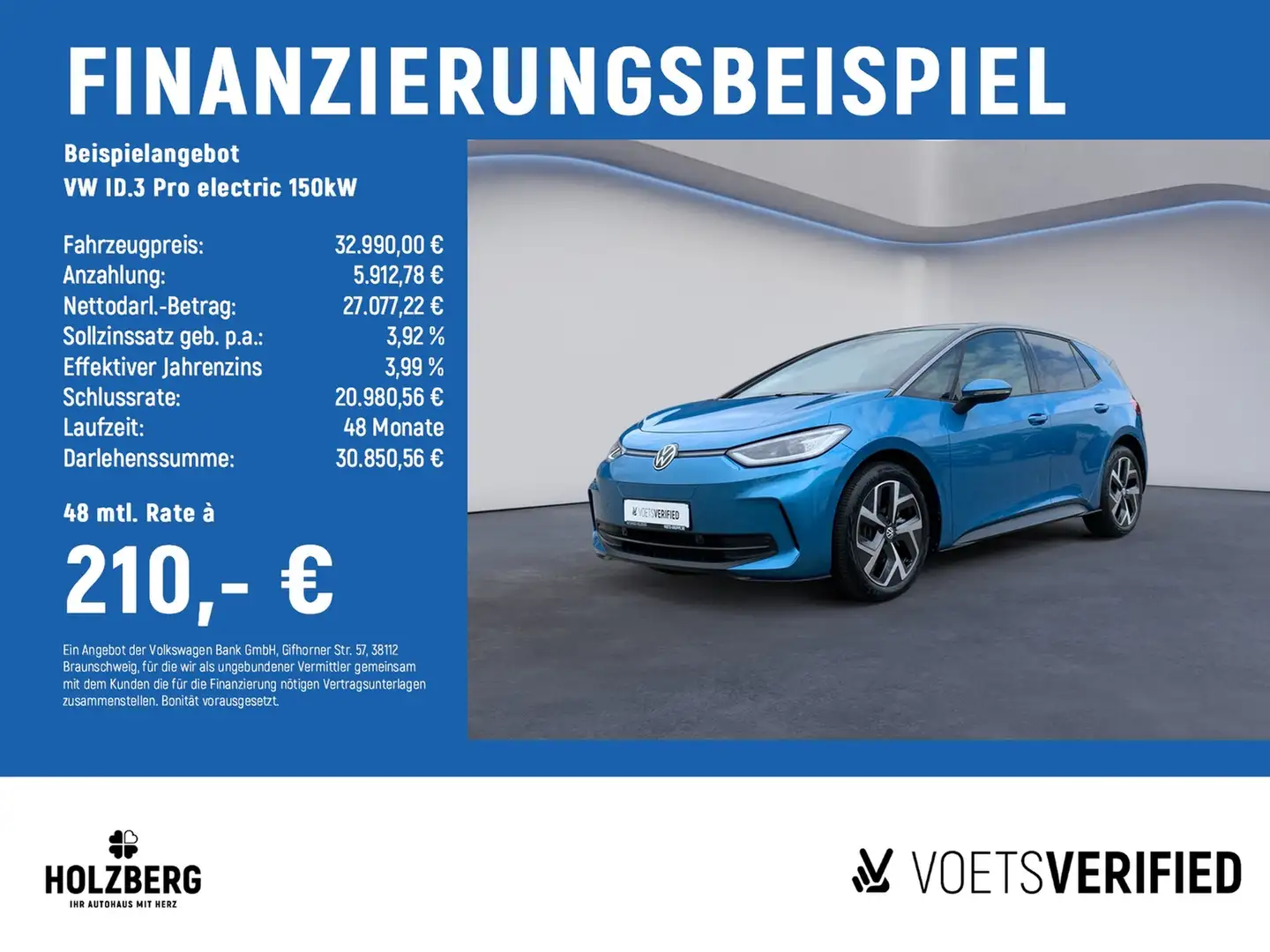Volkswagen ID.3 Pro electric 150kW PANO+LED-MATRIX+ACC+DCC Blau - 2